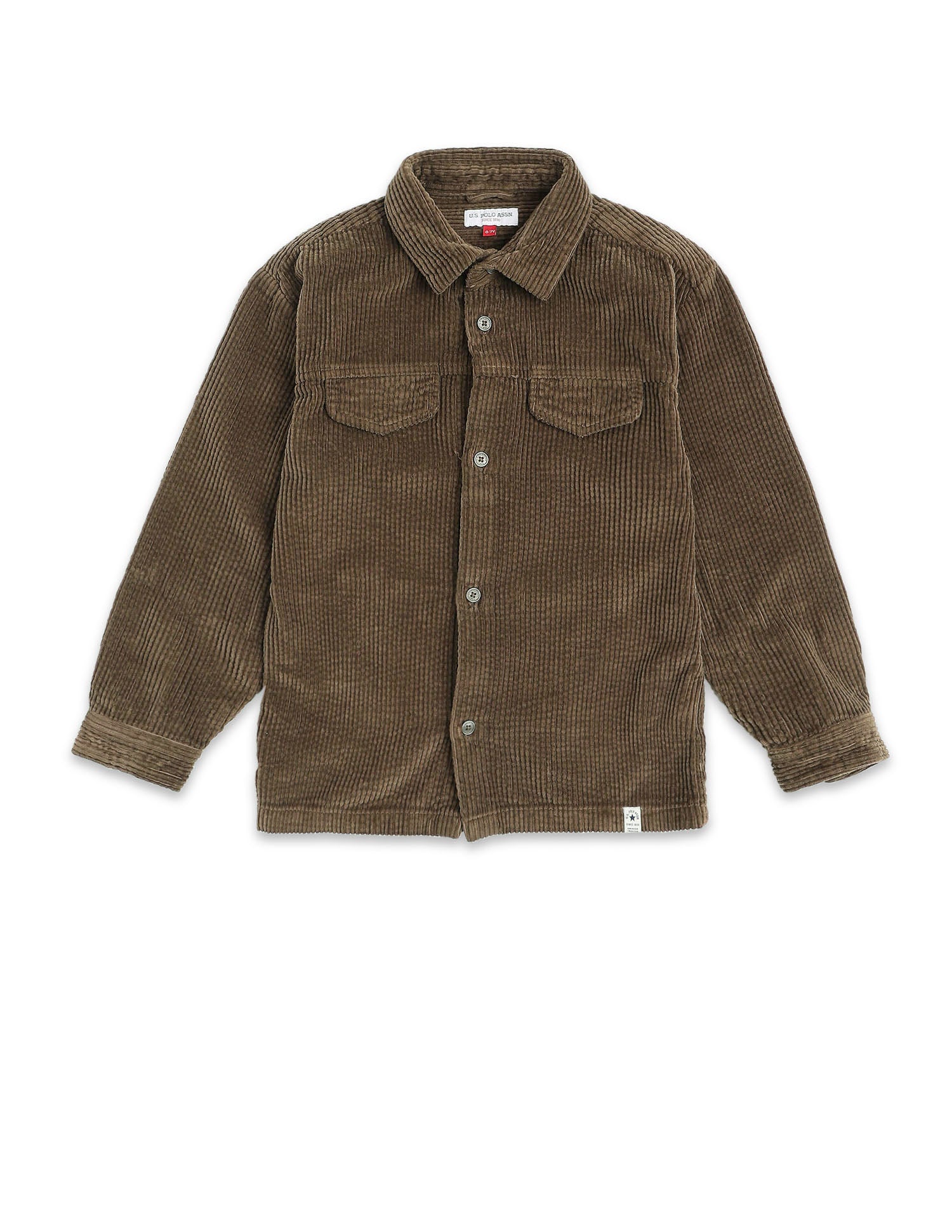Boys Corduroy Regular Fit Shacket Brown - U.S. POLO ASSN. | Large