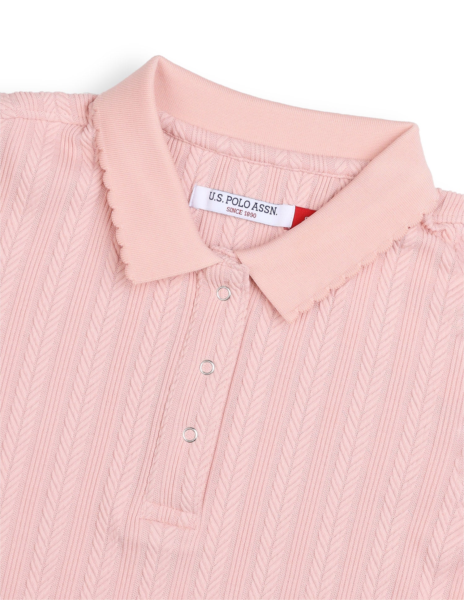 Vertical Striped Textured Regular Fit Polo Shirt Peach - U.S. Polo Assn. India | Large