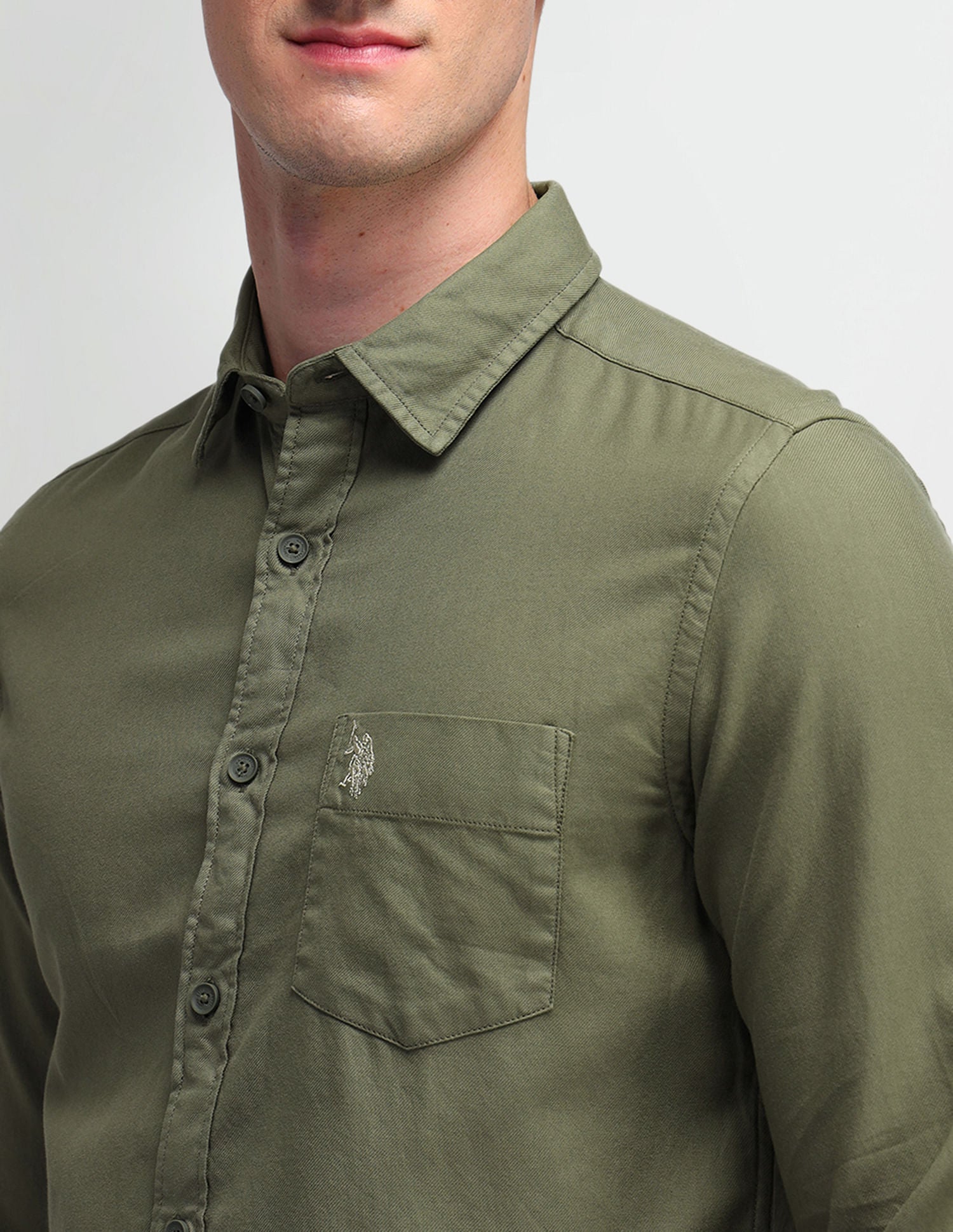 Solid Twill Weave Shirt Green - U.S. Polo Assn. India | Large