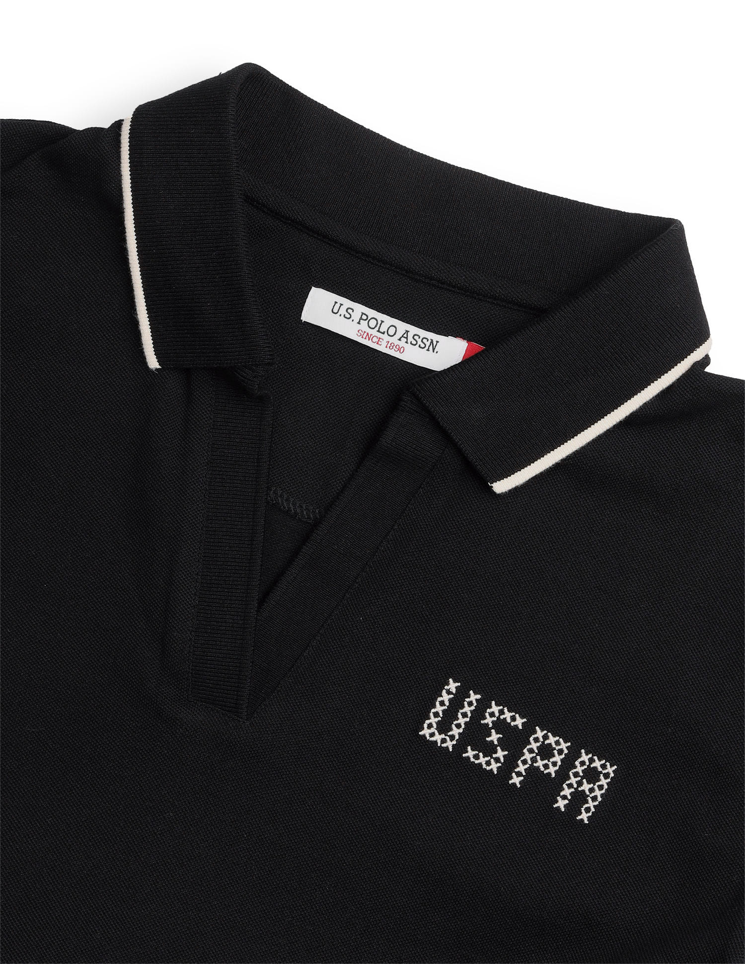 Relaxed Fit Solid Polo Shirt Black - U.S. Polo Assn. India | Large