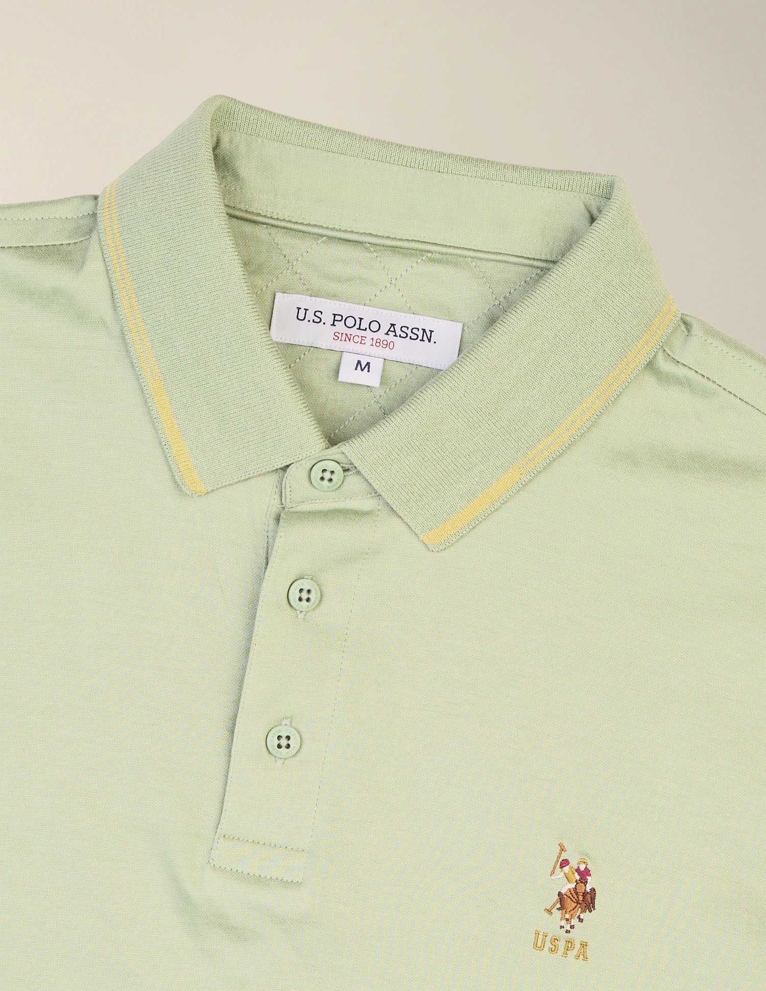 Solid Slim Fit Polo Shirt Light Green - U.S. Polo Assn. India | Large