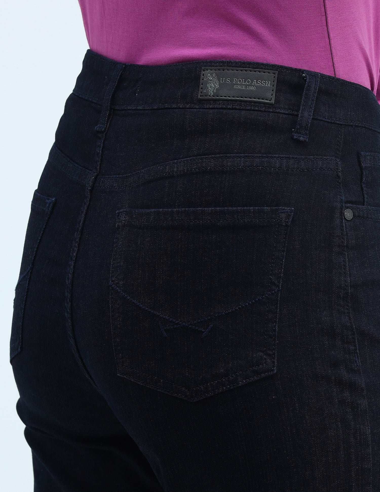 High Rise Mom Fit Jeans Dark Blue - U.S. POLO ASSN. | Large