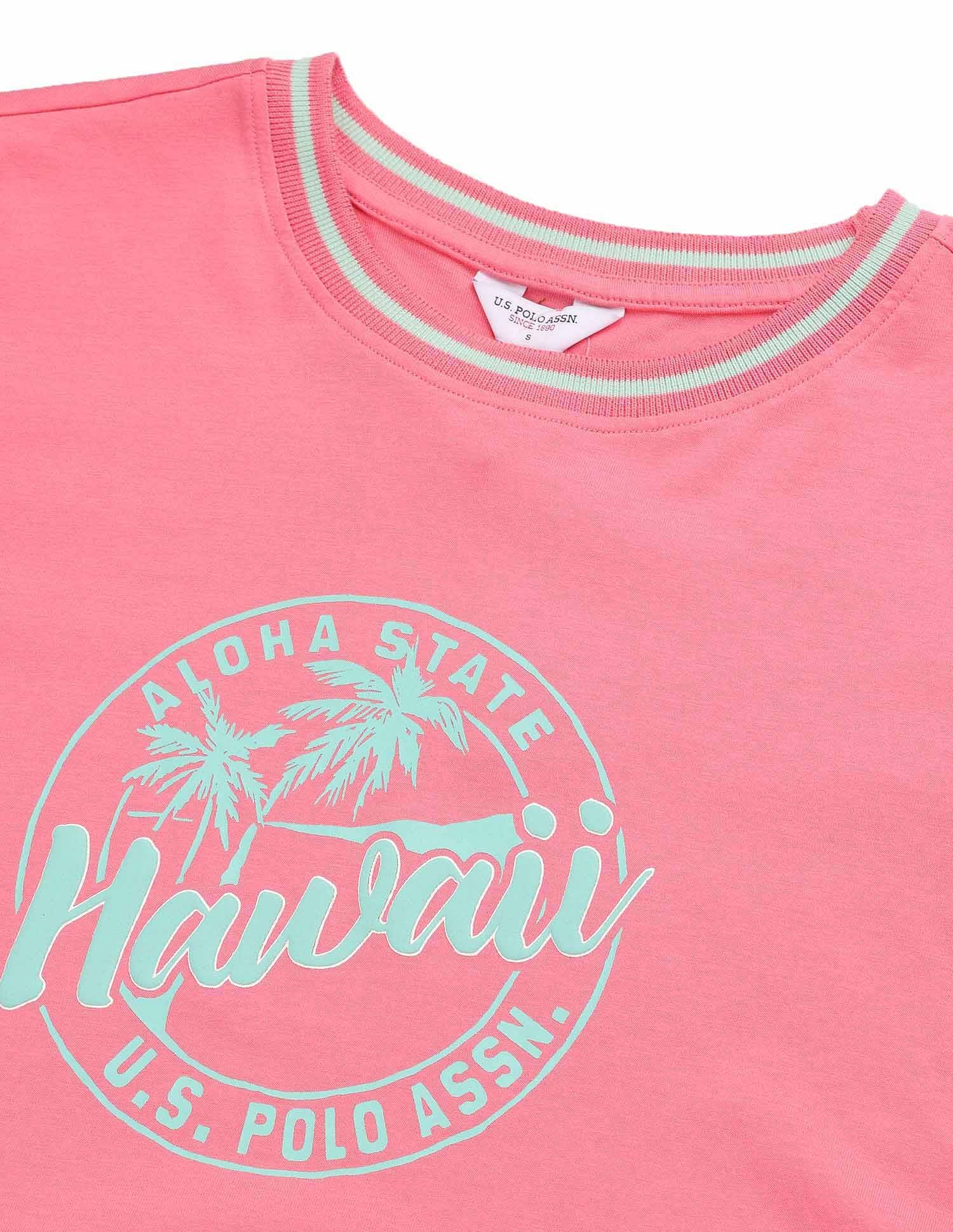 Regular Fit Brand Printed T-Shirt Pink - U.S. POLO ASSN. | Large