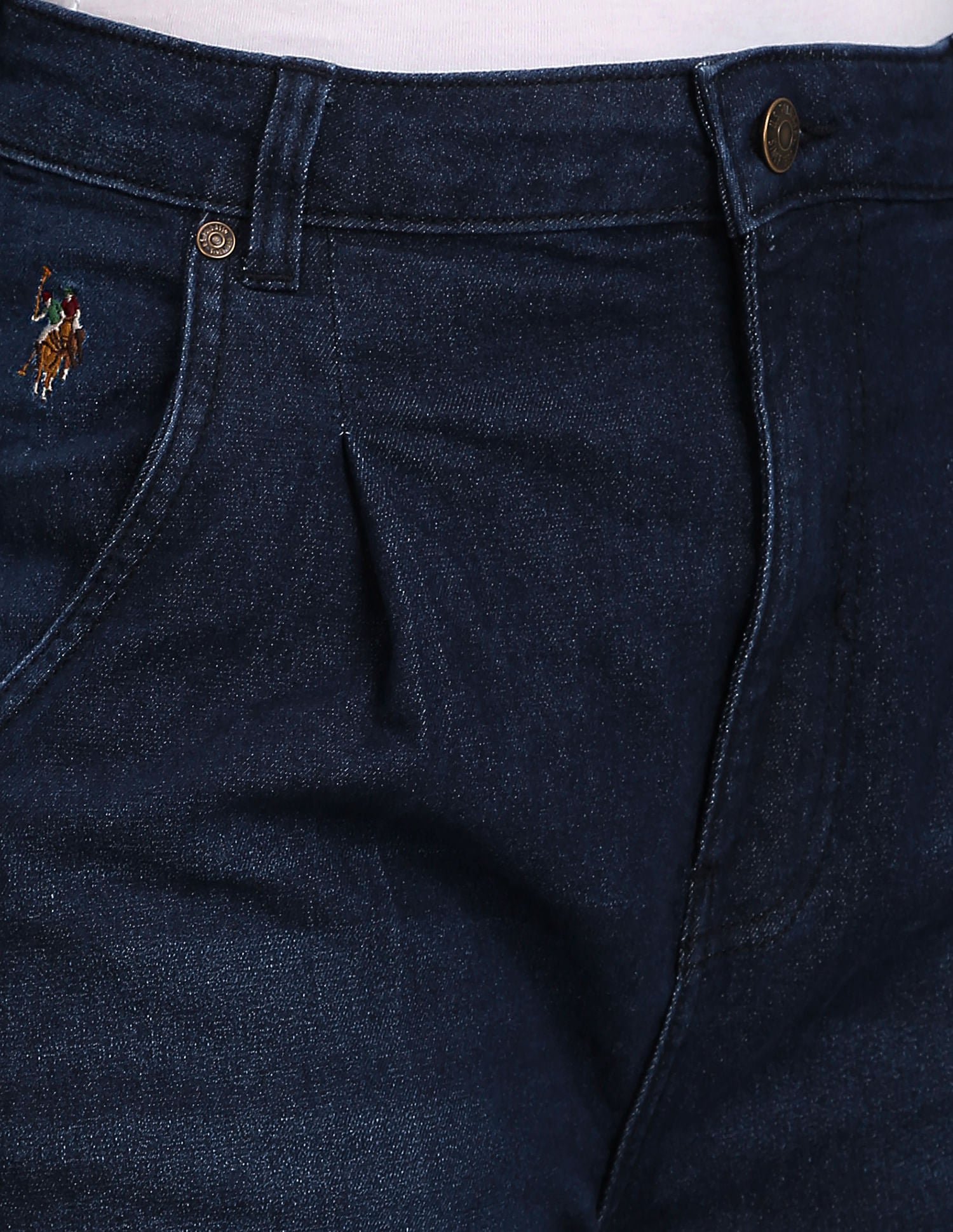 High Rise Pleated Wide Leg Jeans Dark Blue - U.S. Polo Assn. India | Large