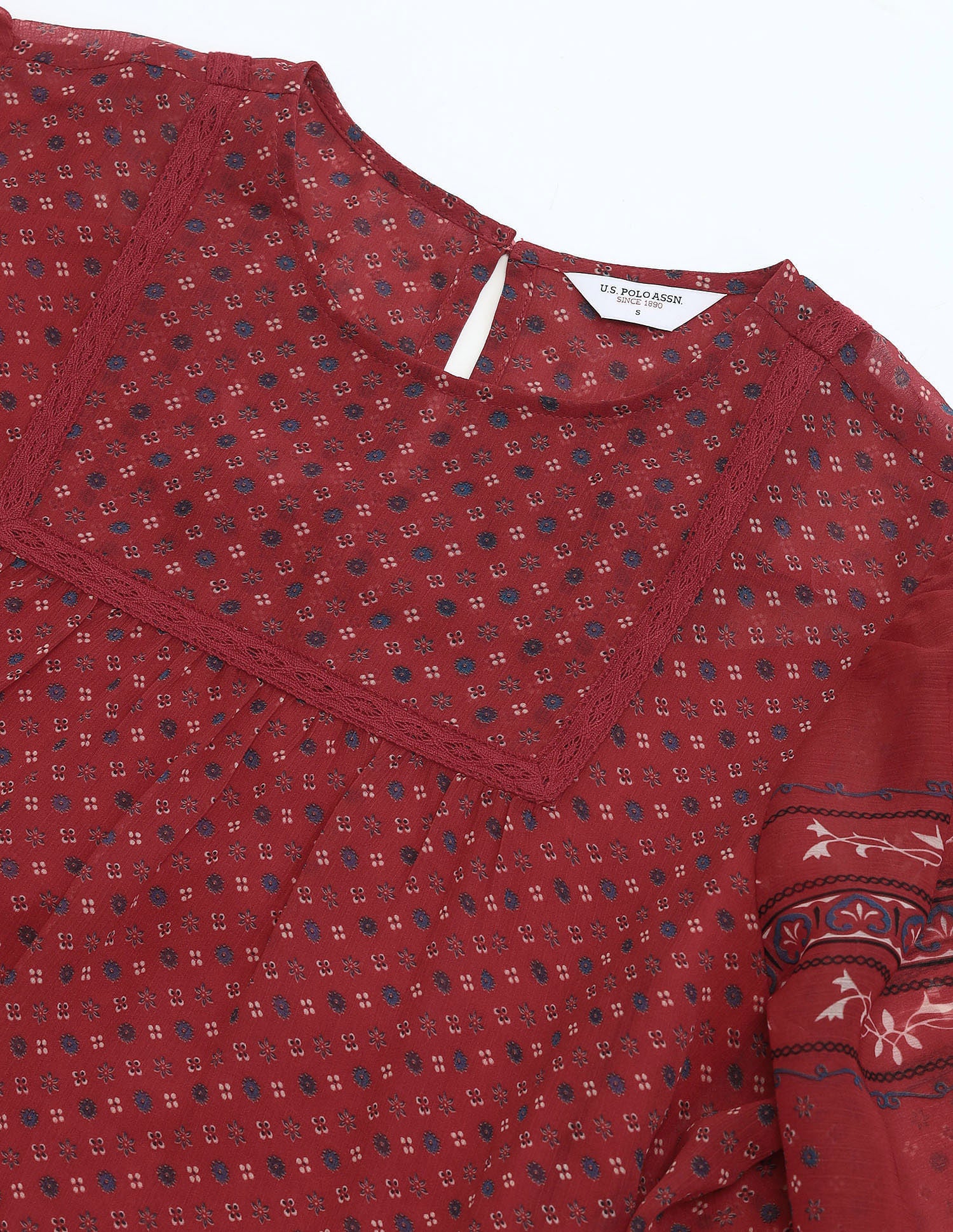 Boho Printed Crinkled Chiffon Top Multicolor - U.S. POLO ASSN. | Large