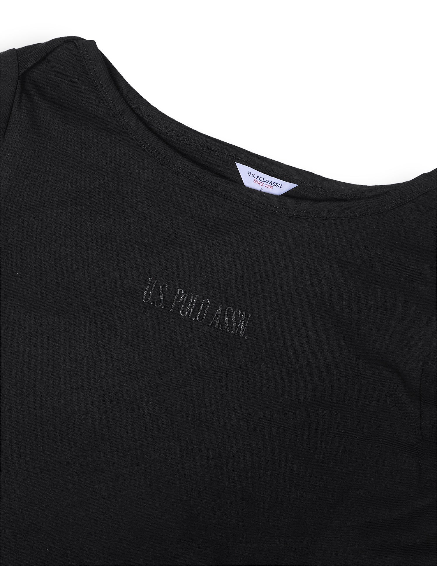 Solid Regular Fit Boat Neck T-Shirt Black - U.S. Polo Assn. India | Large