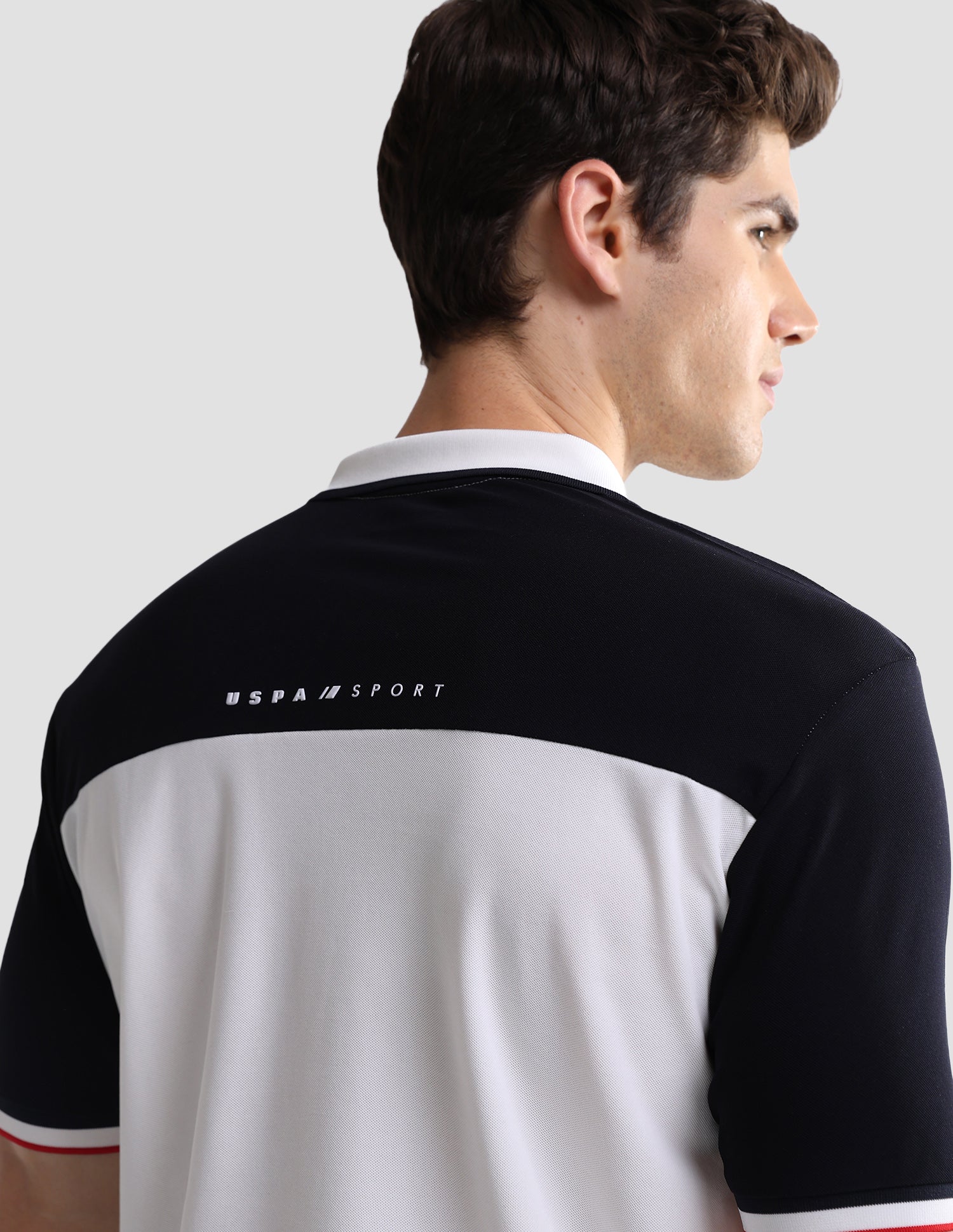 Colourblocked Slim Fit Active Polo Shirt White - U.S. Polo Assn. India | Large