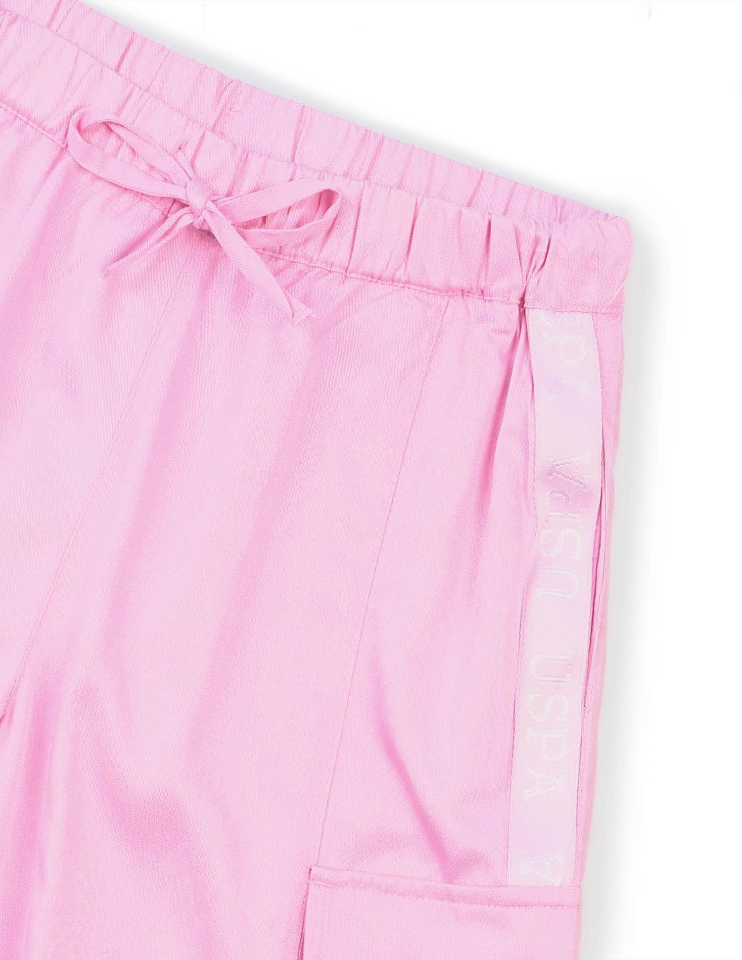 Girls Wide Leg Fit Cargo Trousers Light Pink - U.S. POLO ASSN. | Large