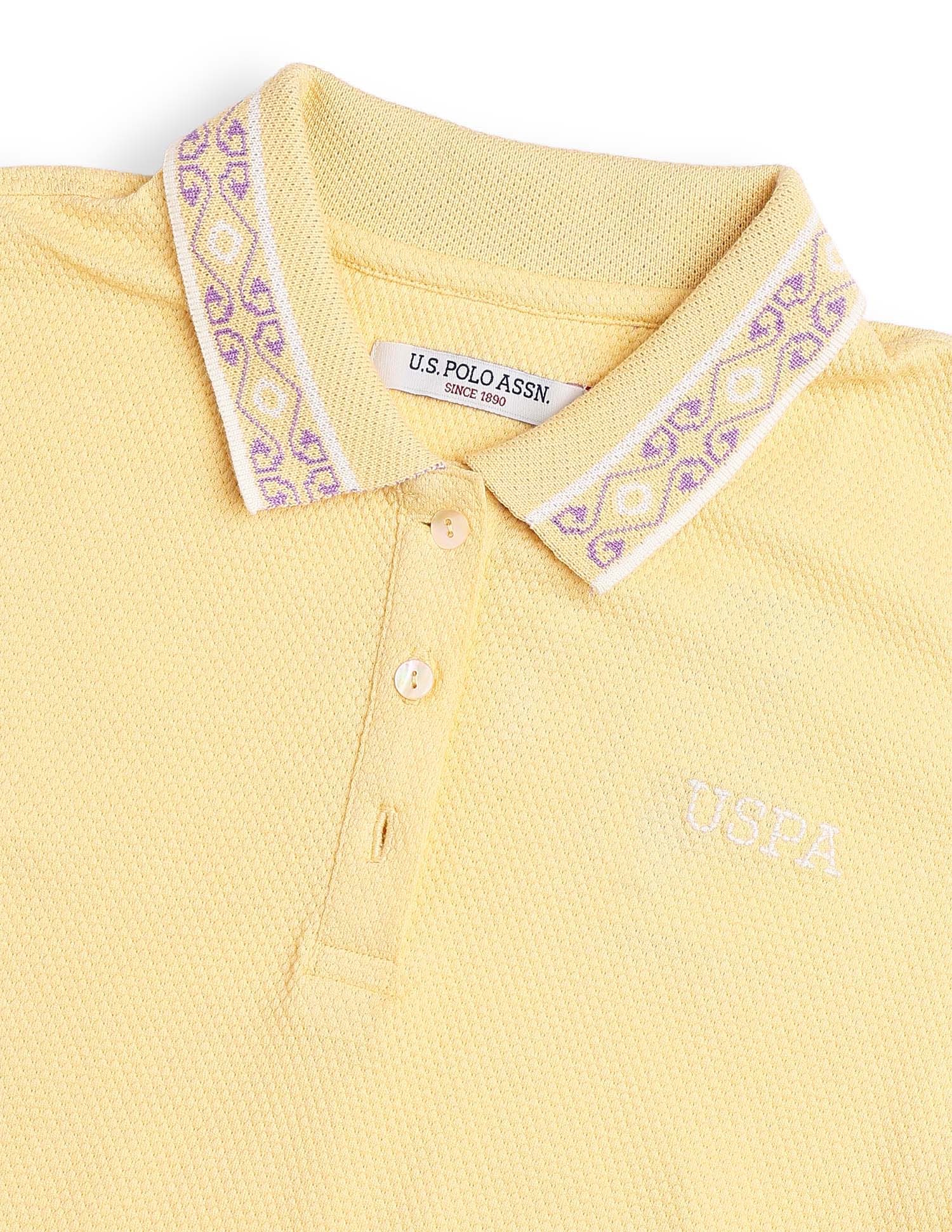 Textured Regular Fit Polo Shirt Light Yellow - U.S. Polo Assn. India | Large