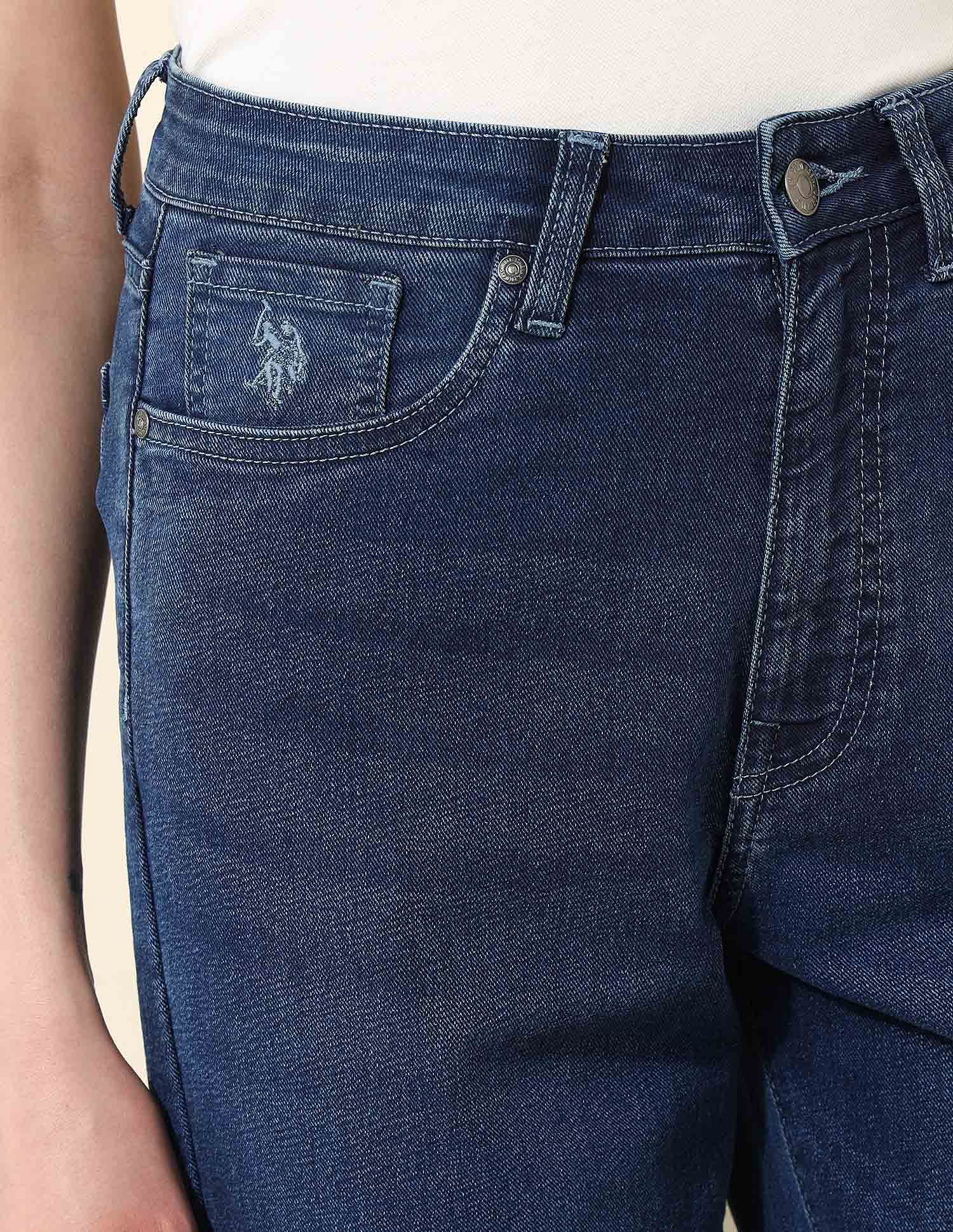 High Rise Mom Fit Jeans Dark Blue - U.S. POLO ASSN. | Large