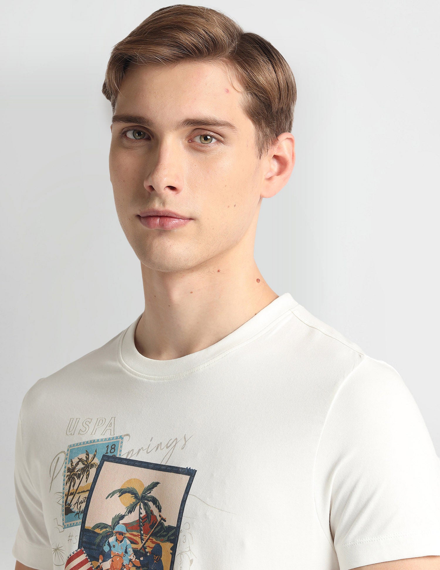 Crew Neck Graphic Print T-Shirt White - U.S. Polo Assn. India | Large