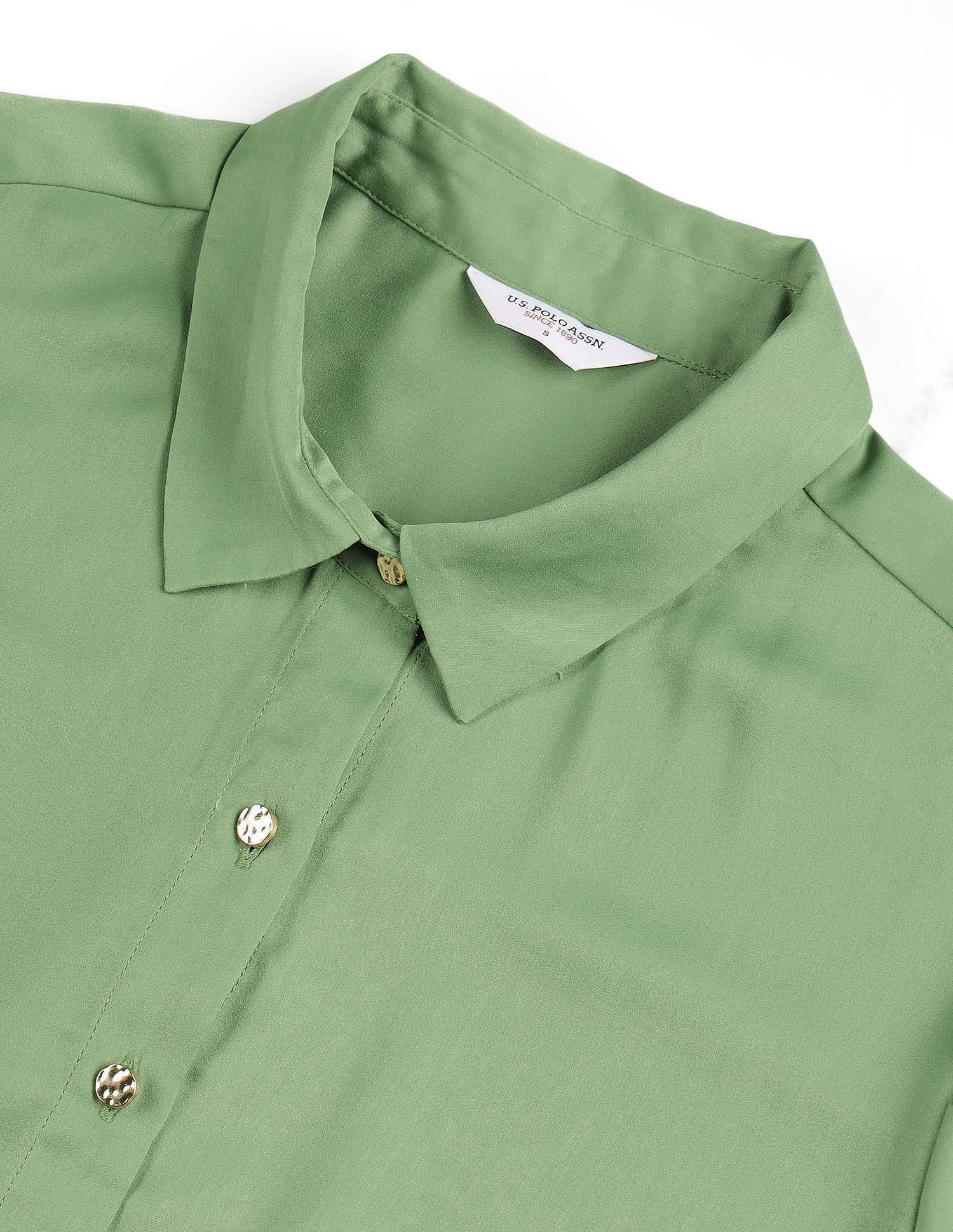 Satin Solid Shirt Olive - U.S. POLO ASSN. | Large
