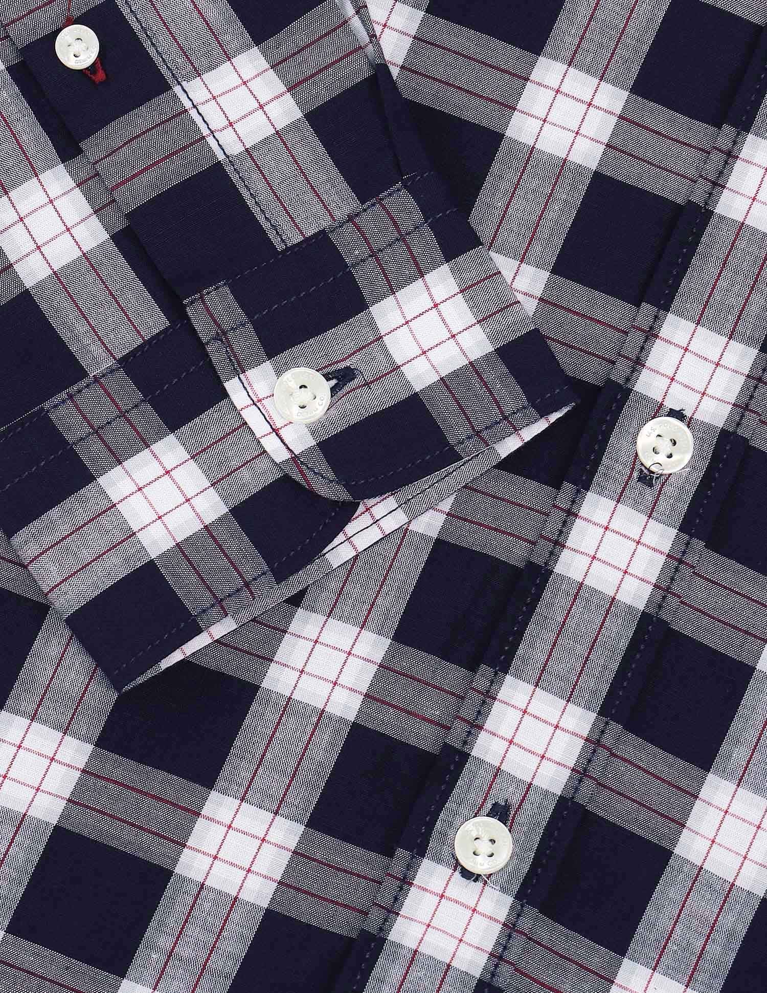Plaid Checked Poplin Shirt Navy - U.S. Polo Assn. India | Large