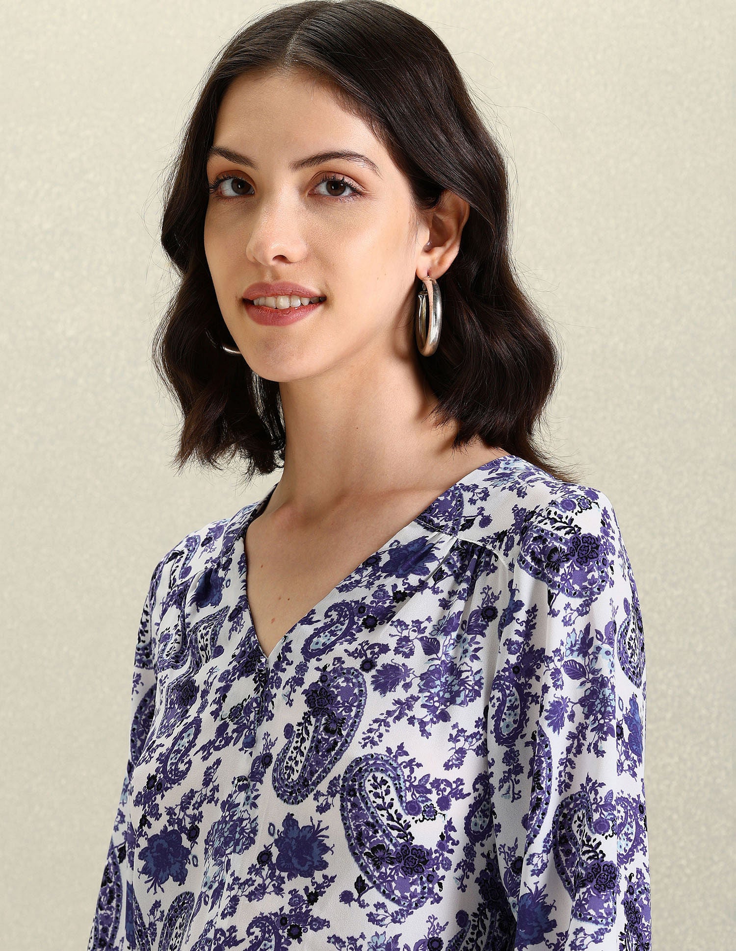 Paisley Print V-Neck Top Blue - U.S. POLO ASSN. | Large