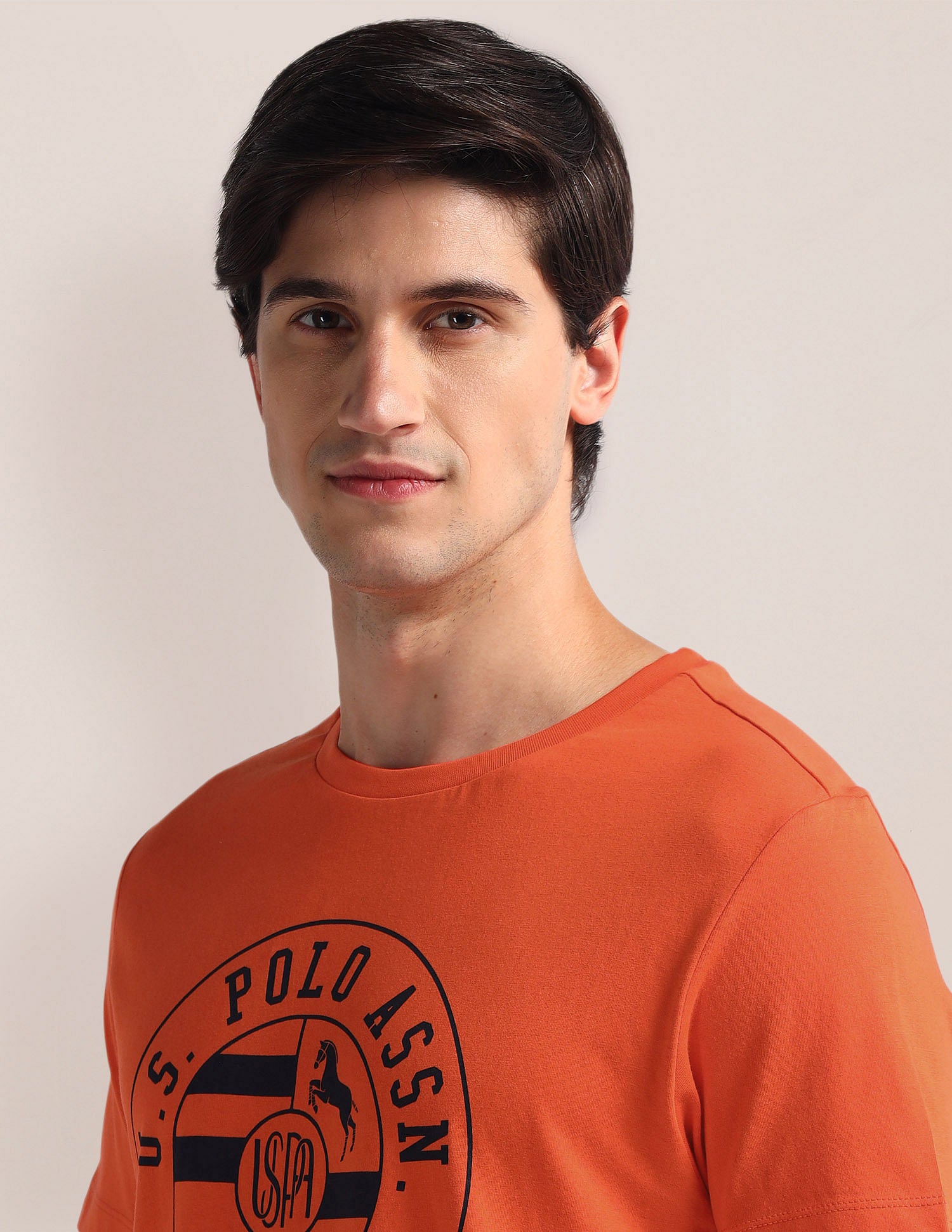 Round Neck Graphic Print T-Shirt Rust - U.S. Polo Assn. India | Large