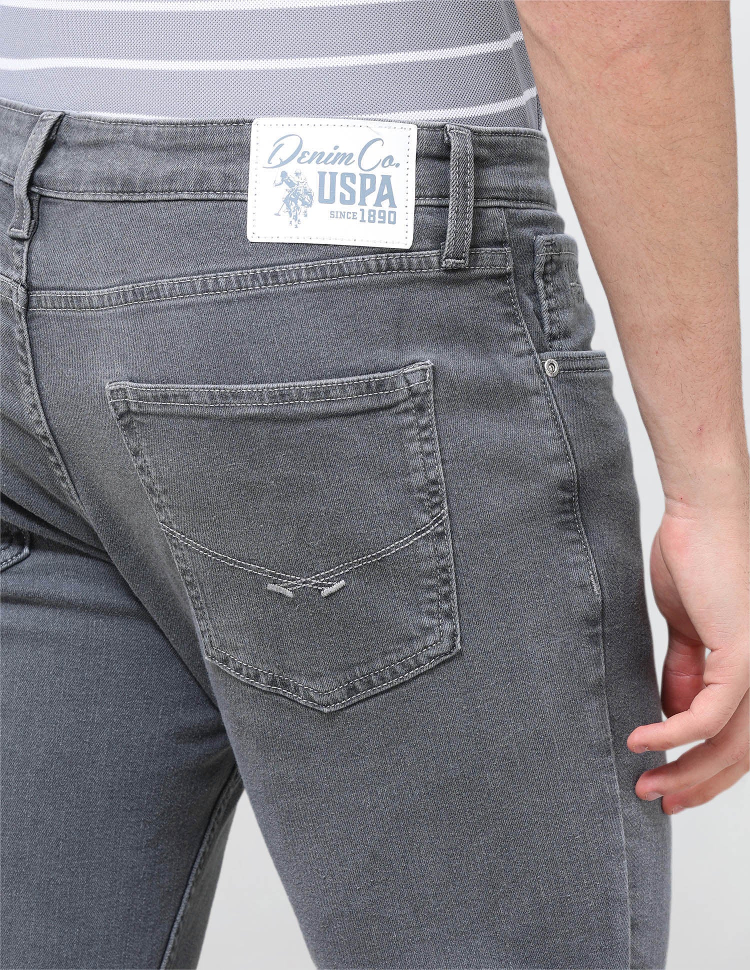 Harold Slim Straight Fit Grey Jeans Grey - U.S. Polo Assn. India | Large
