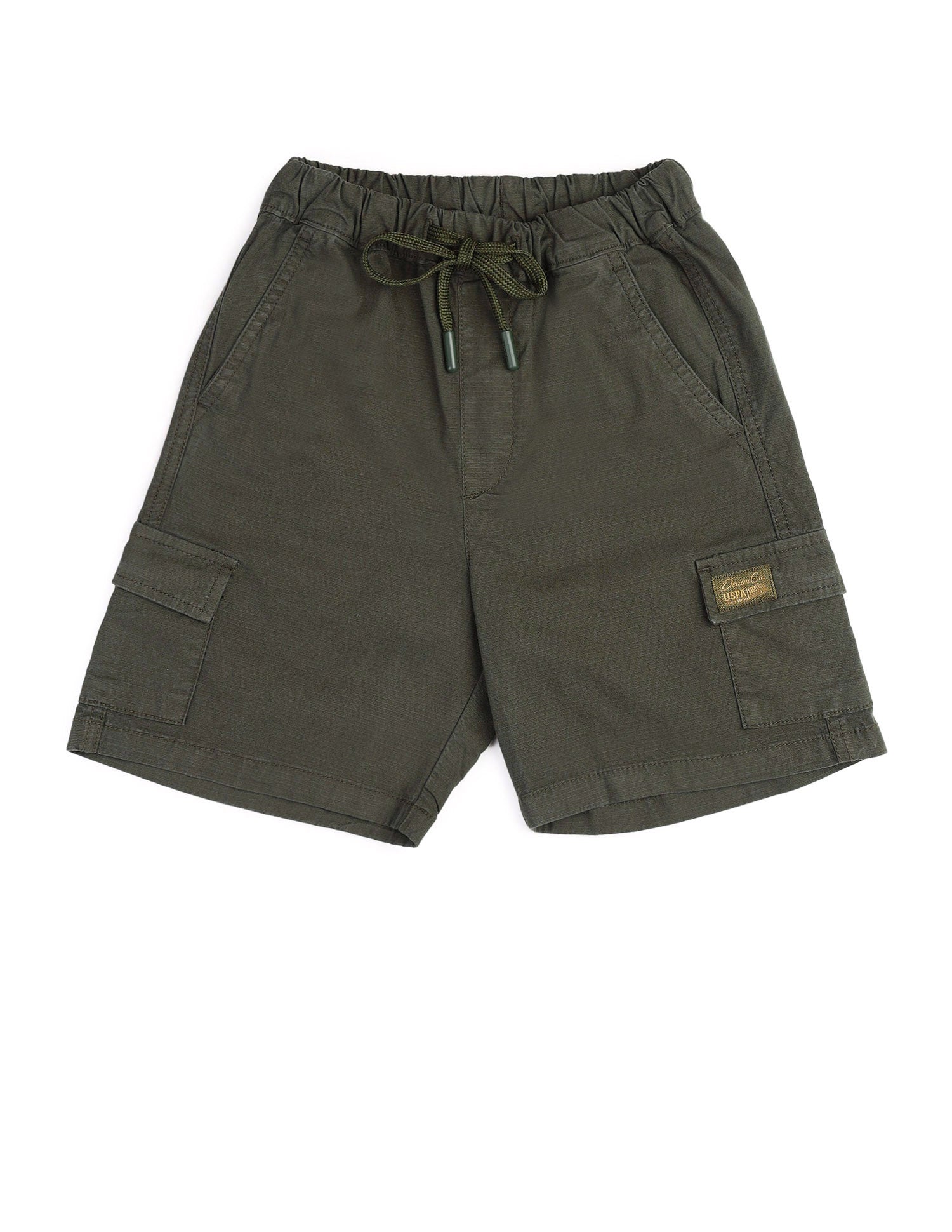 Boys Relaxed Fit Textured Cargo Shorts Olive - U.S. POLO ASSN. | Large