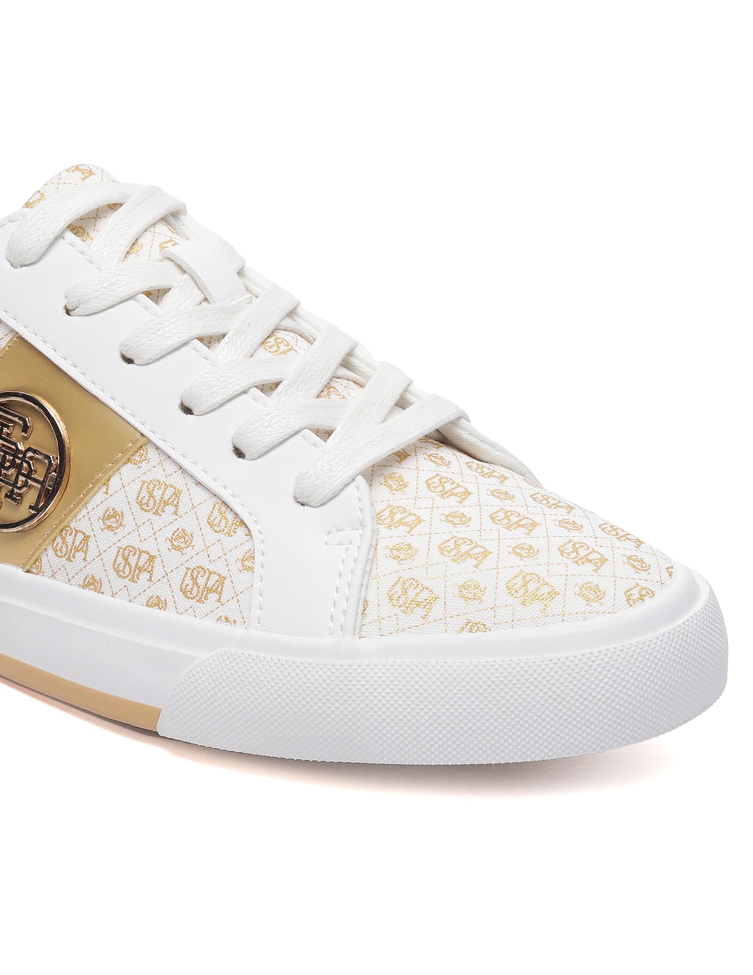Women Monogram Canvas Charlotte Sneakers Off White - U.S. Polo Assn. India | Large