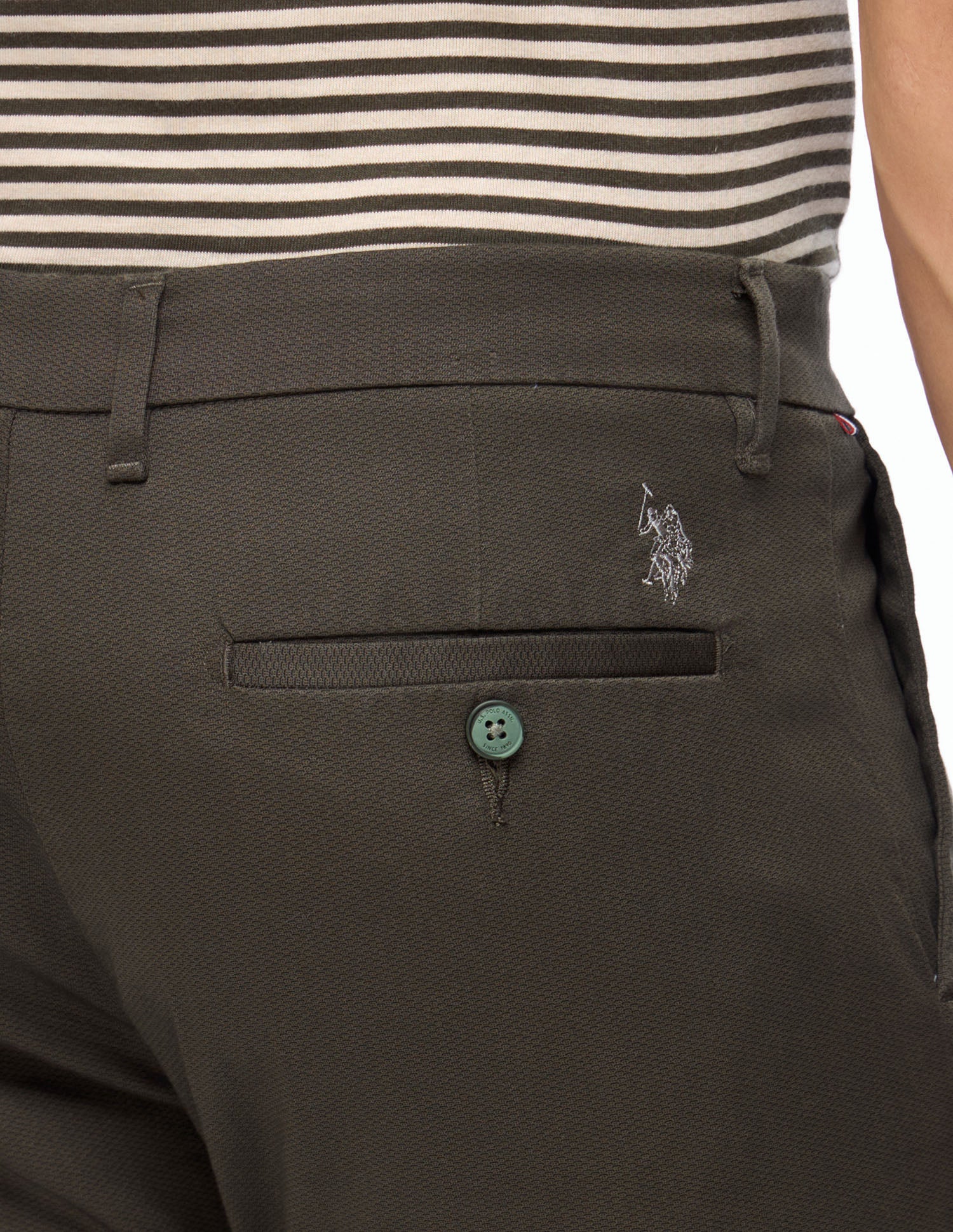 Austin Trim Regular Fit Satin Trousers Dark Olive - U.S. Polo Assn. India | Large