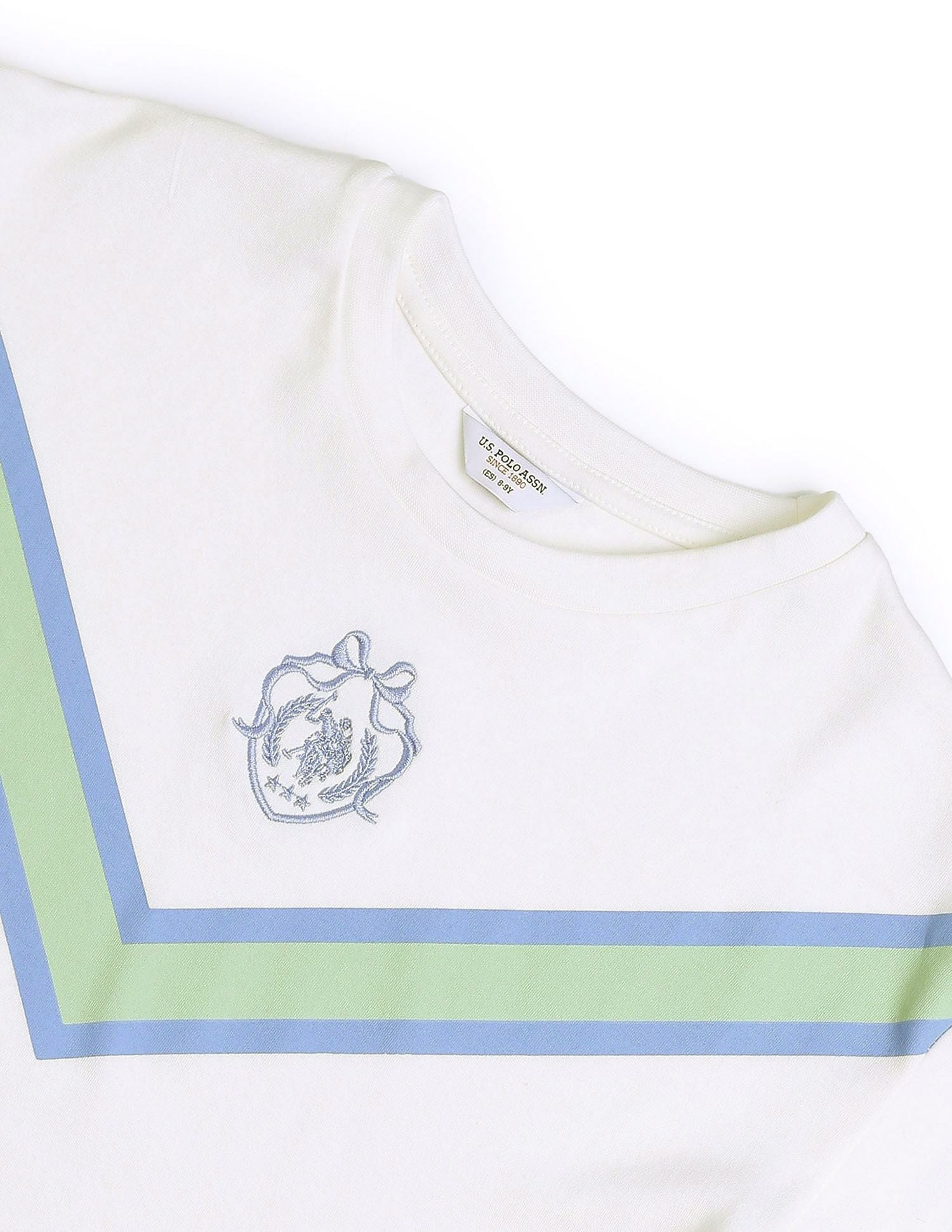 Girls Varsity Style Brand Embroidered T-Shirt Off White - U.S. POLO ASSN. | Large