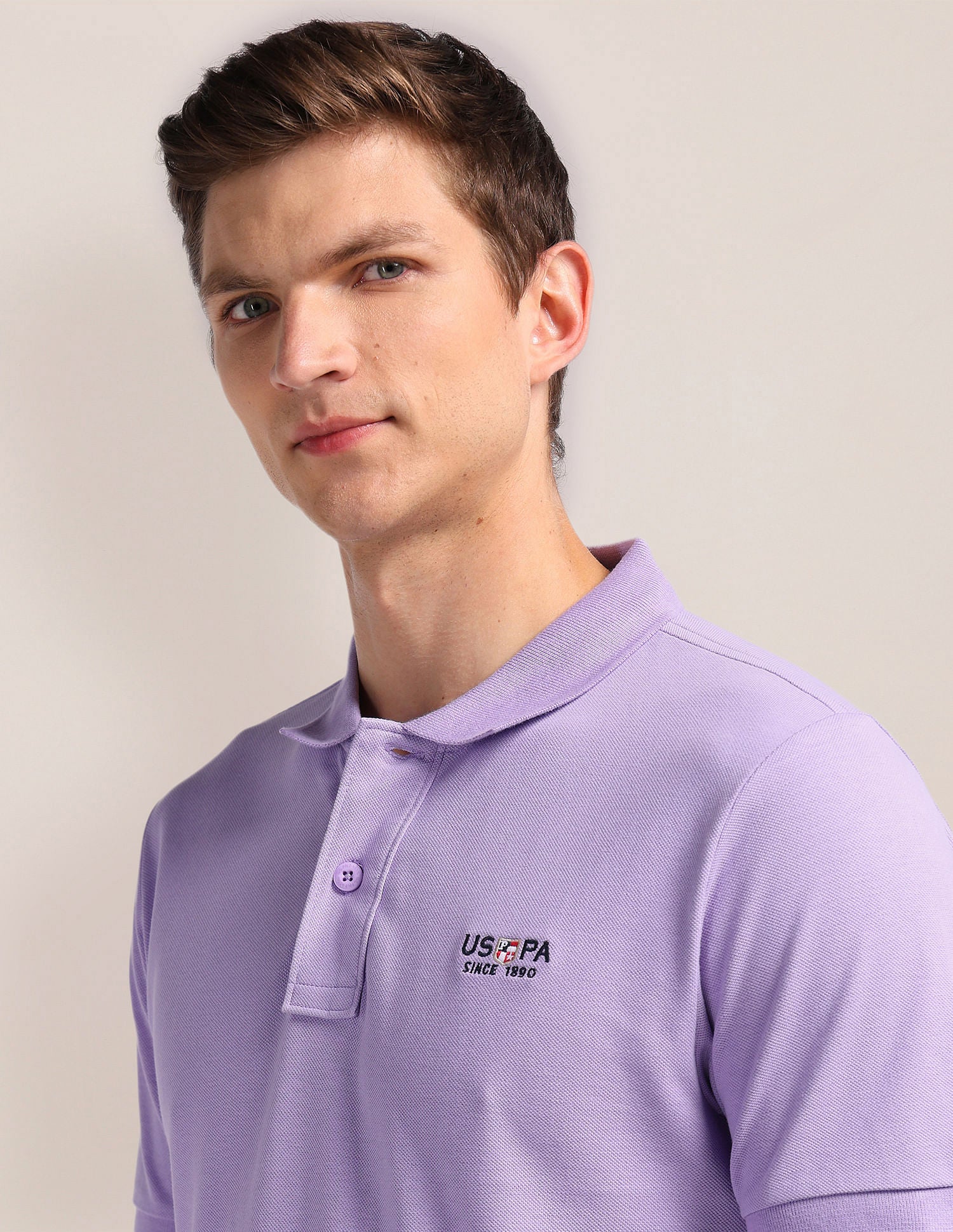 Cotton Slim Fit Polo Shirt Lavender - U.S. Polo Assn. India | Large