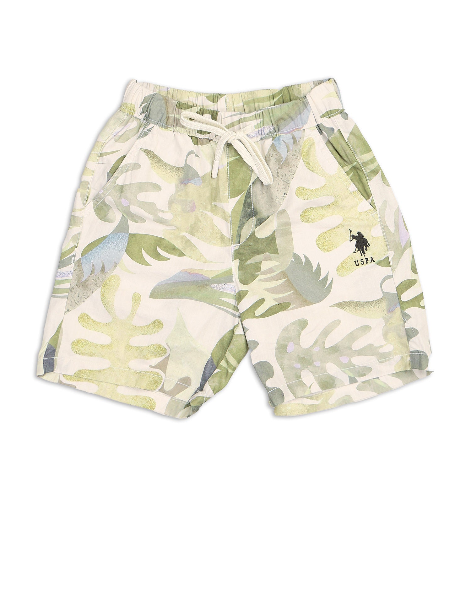 Boys Pure Cotton Tropical Printed Shorts Yellow - U.S. POLO ASSN. | Large