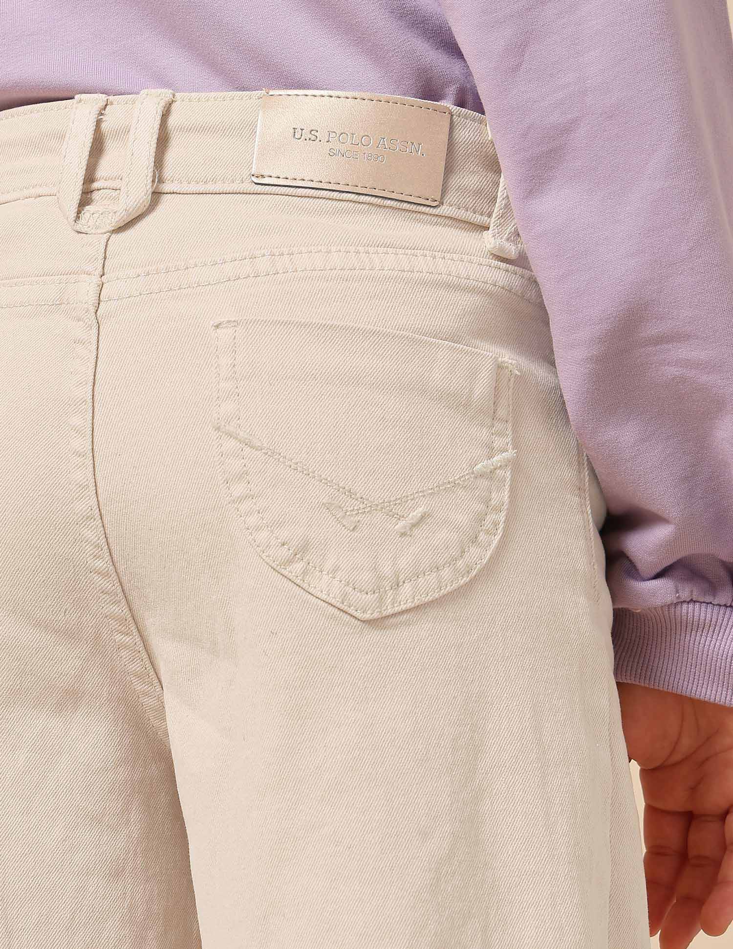 Girls Wide Leg Fit Mid Rise Jeans Sea Salt - U.S. POLO ASSN. | Large