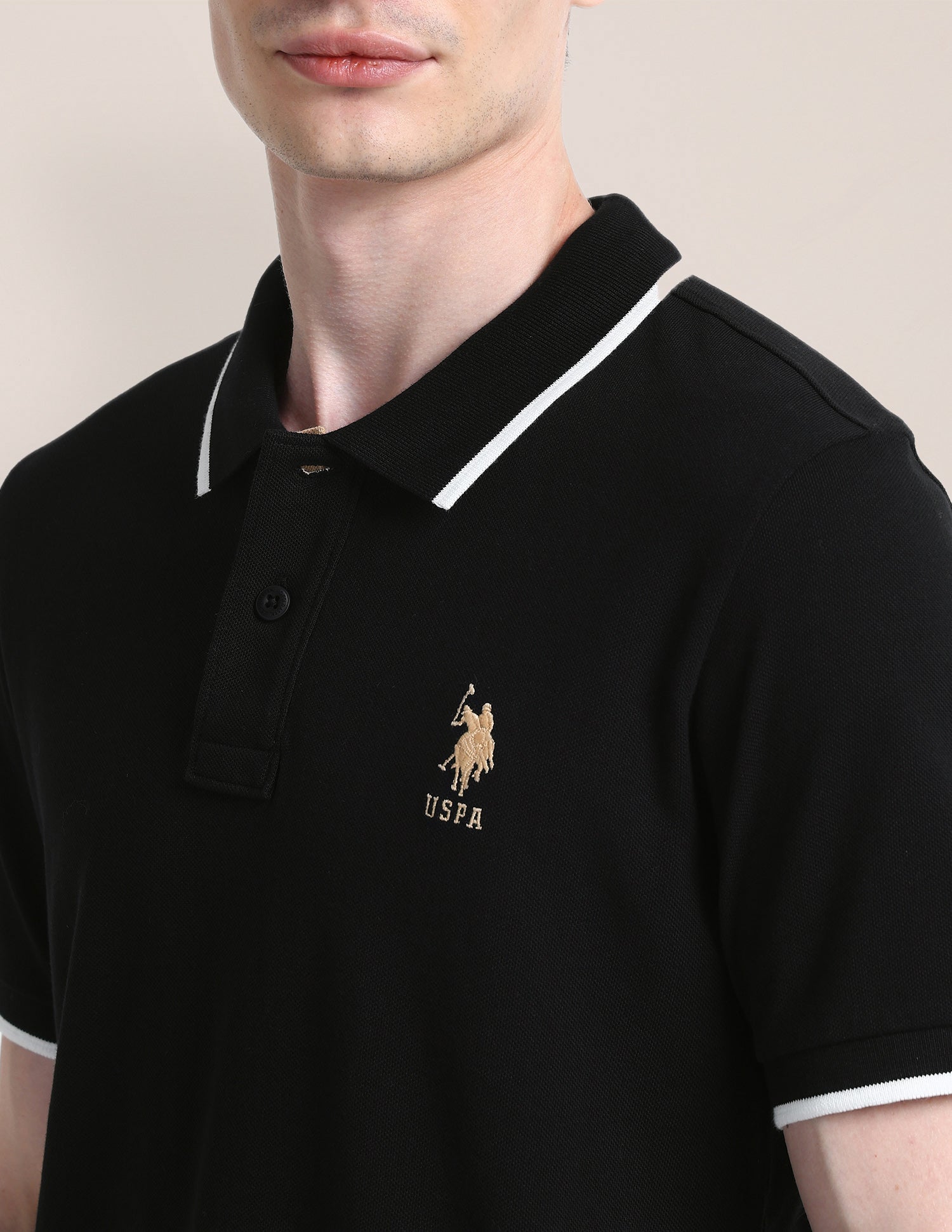 Solid Slim Fit Polo Shirt Black - U.S. Polo Assn. India | Large