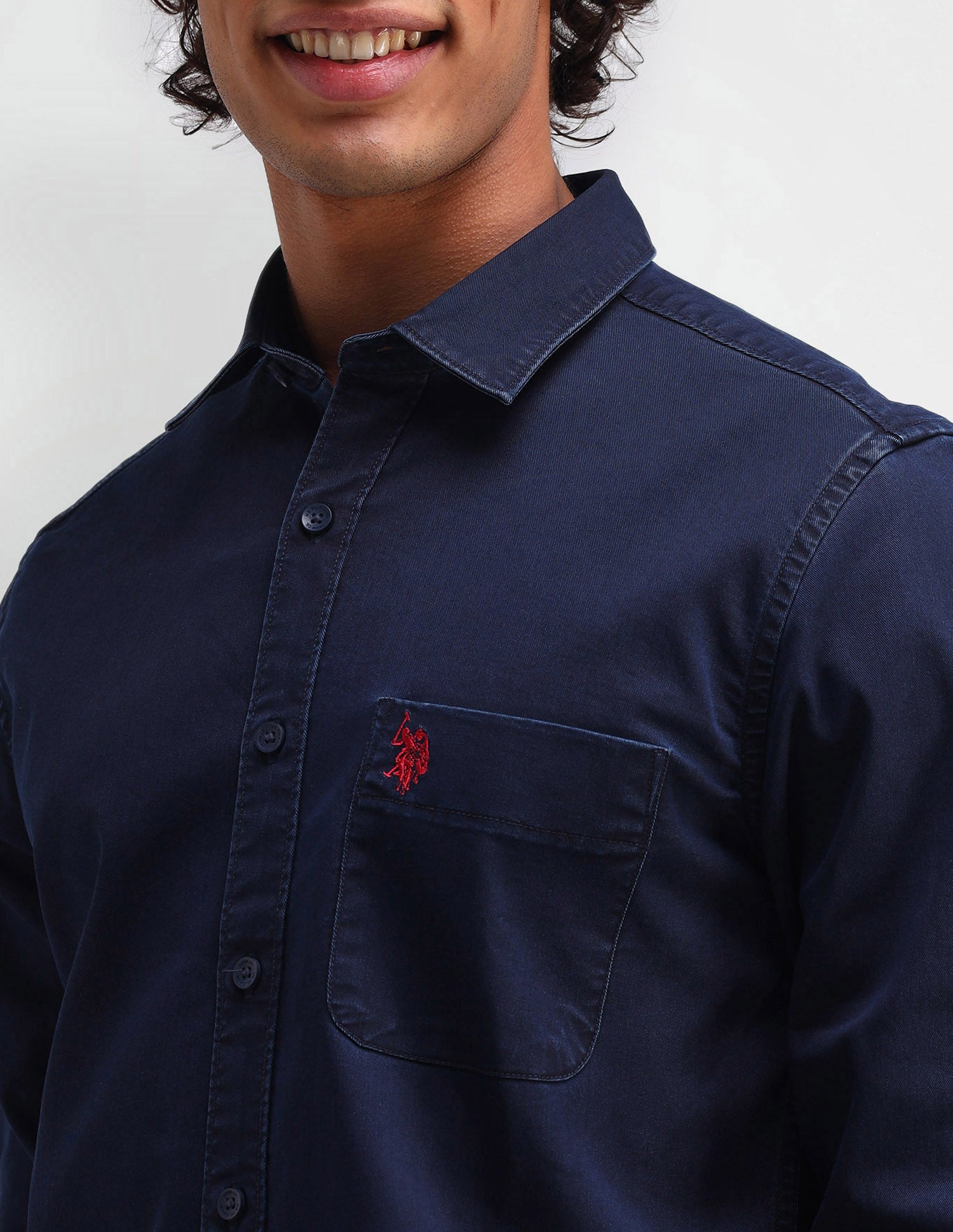 Solid Pattern Twill Shirt Navy - U.S. Polo Assn. India | Large