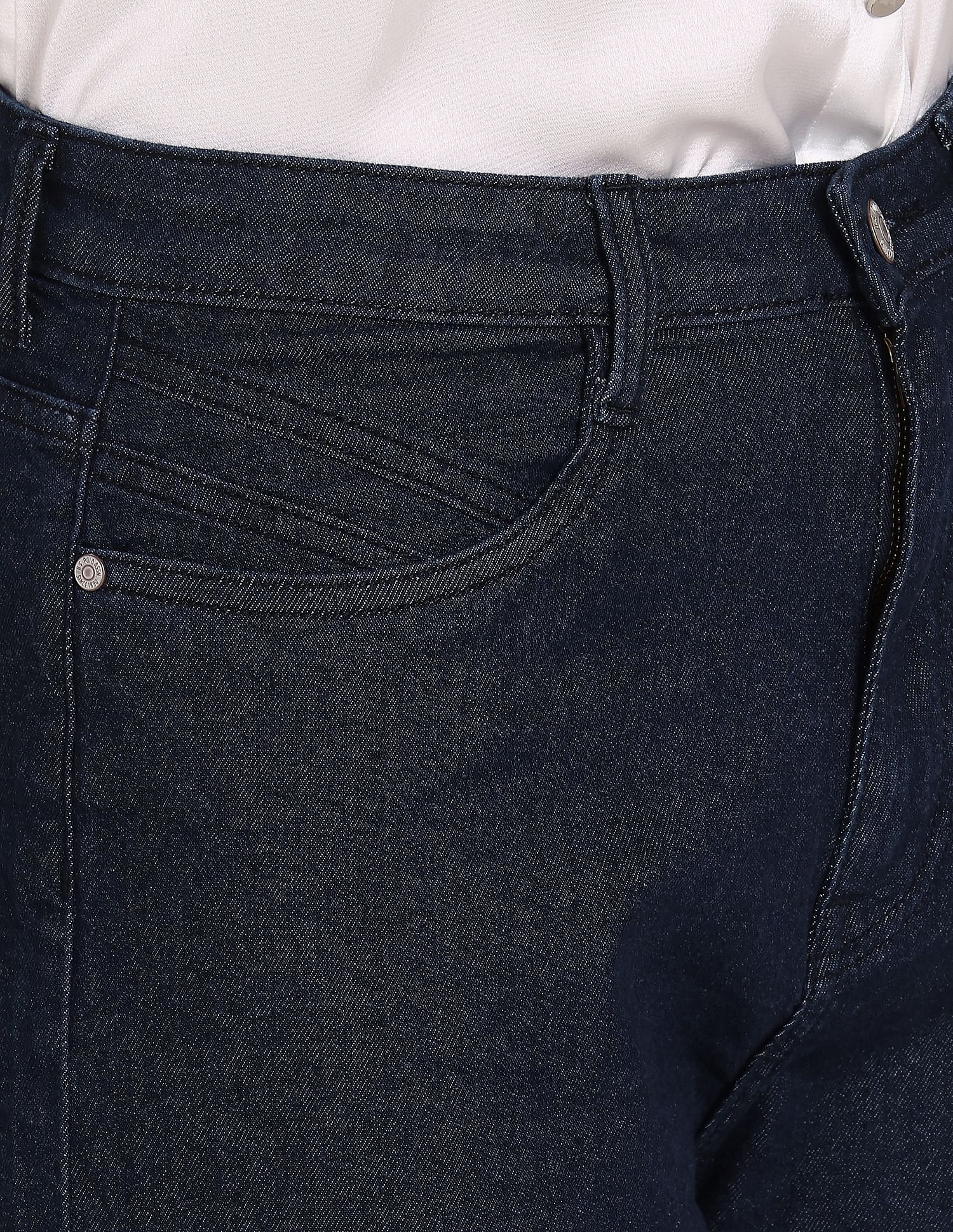 Mid Rise Rinsed Mom Fit Jeans Dark Blue - U.S. Polo Assn. India | Large