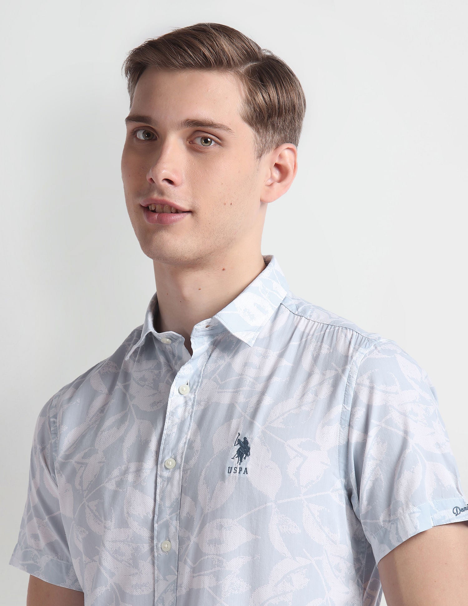 Floral Print Cotton Shirt Blue - U.S. Polo Assn. India | Large