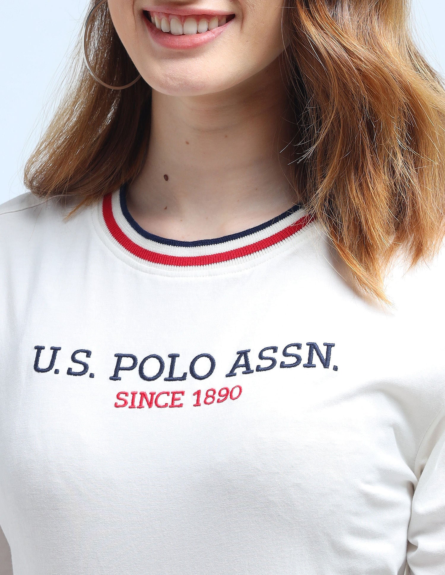 Brand Embroidered Boxy Fit T-Shirt Off White - U.S. Polo Assn. India | Large