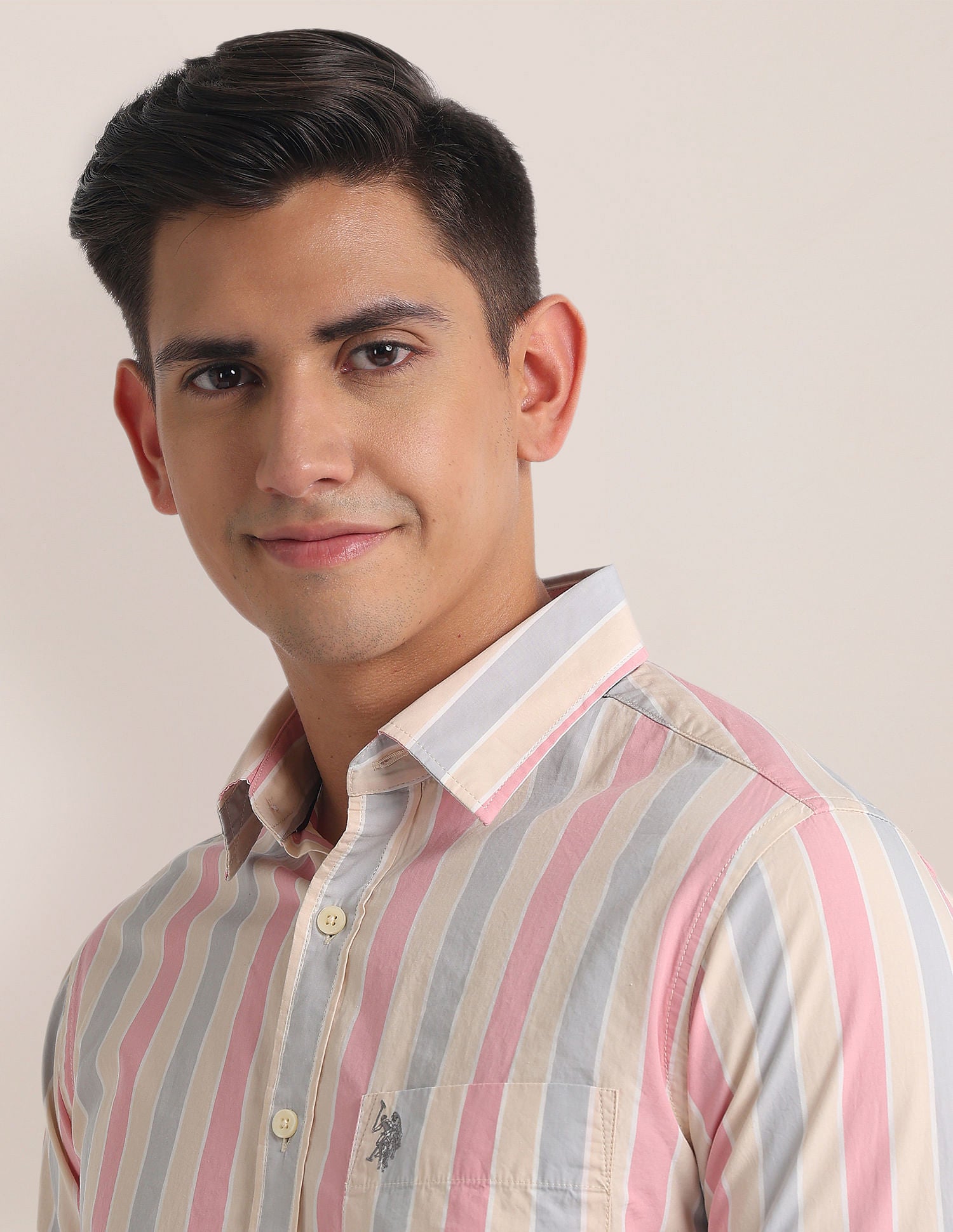 Premium Cotton Vertical Stripe Shirt Pink - U.S. Polo Assn. India | Large