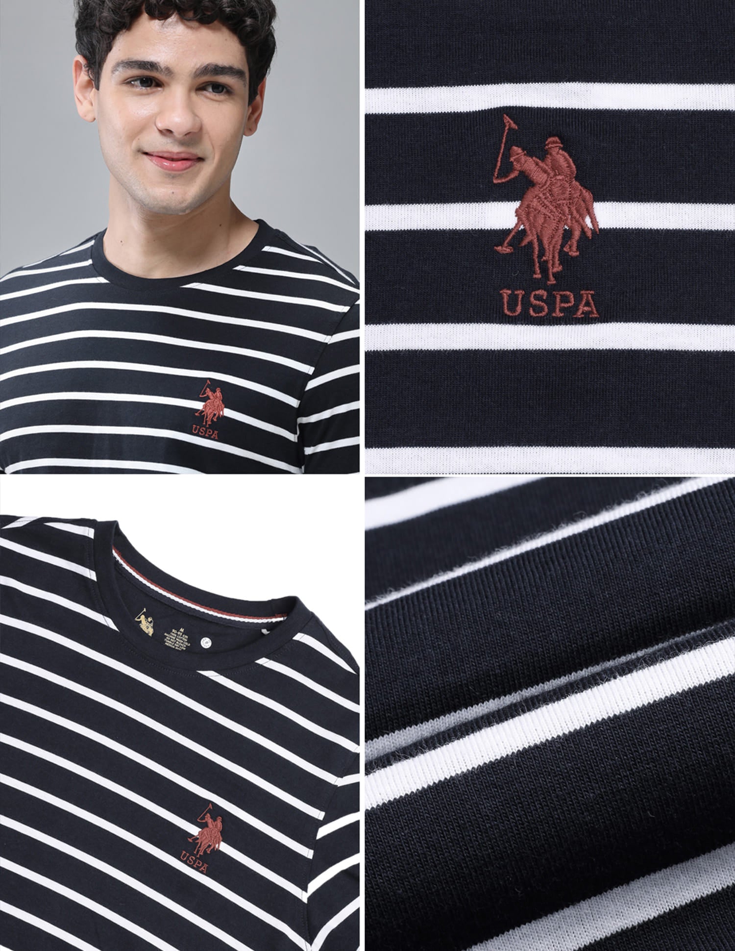 Comfort Fit Stripe Cotton I689 Lounge T-Shirt - Pack Of 1 Navy - U.S. Polo Assn. India | Large