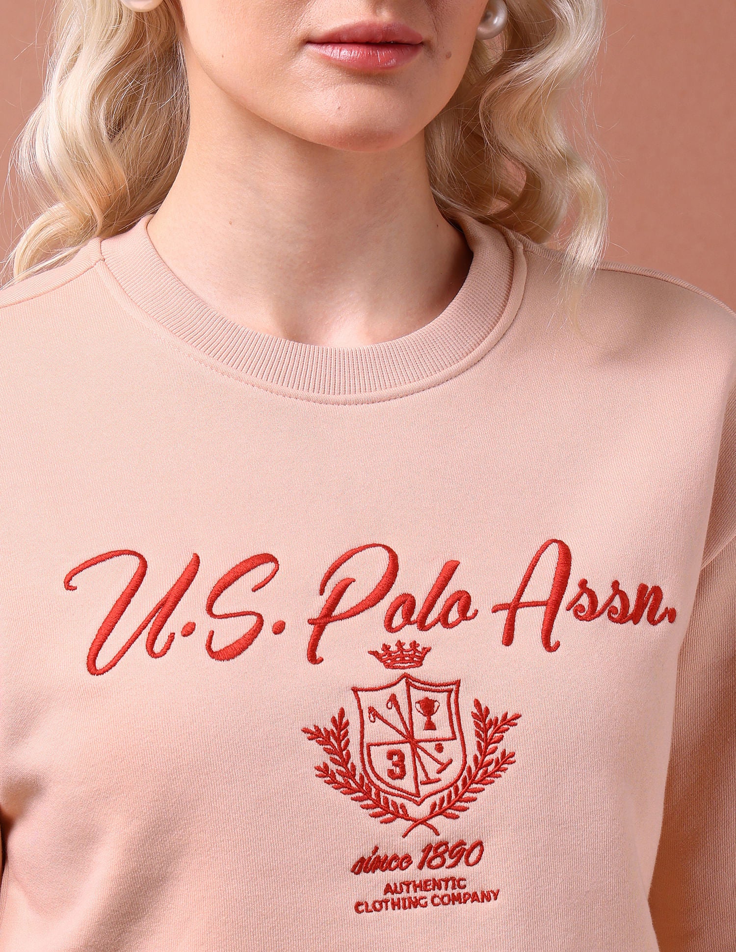 Regular Fit Embroidered Sweatshirt Pink - U.S. POLO ASSN. | Large
