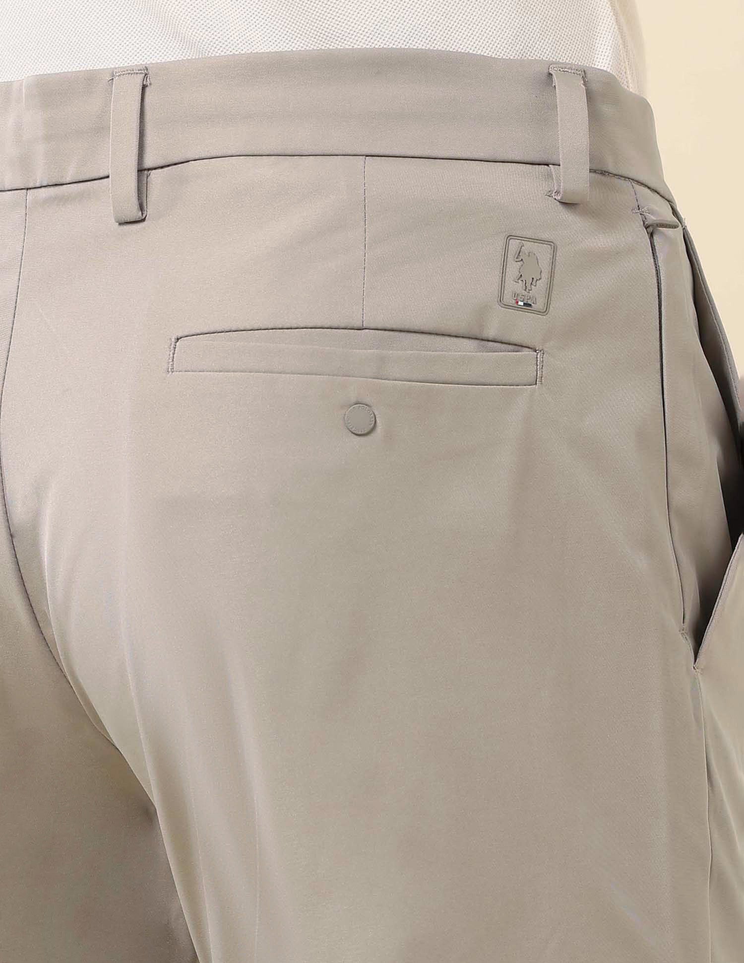 Solid Denver Slim Fit Trousers Stone - U.S. Polo Assn. India | Large