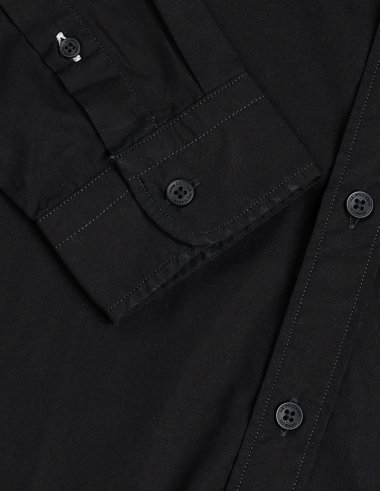 Pure Cotton Regular Fit Shirt Black - U.S. Polo Assn. India | Large