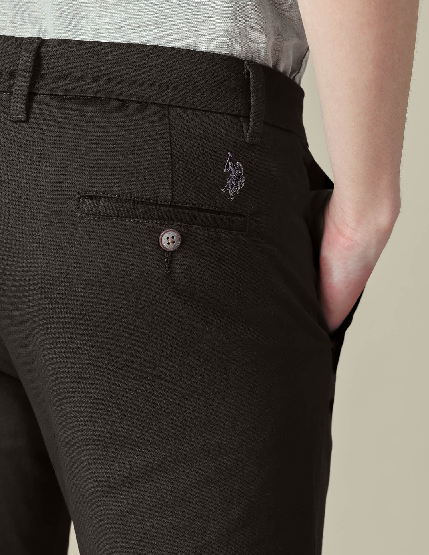 Dobby Denver Slim Fit Trousers Choco Brown - U.S. POLO ASSN. | Large