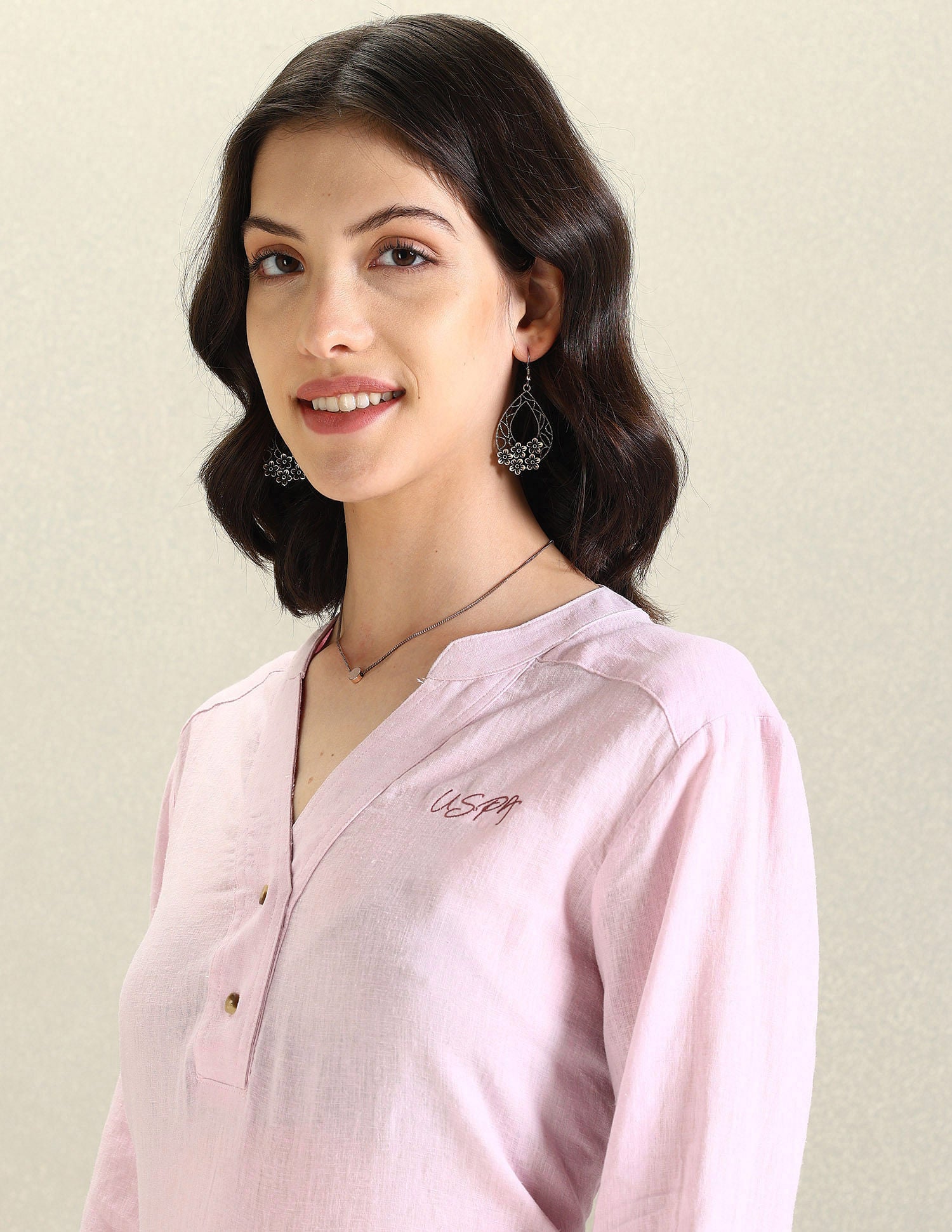 Solid Linen Tunic Top Lavender - U.S. POLO ASSN. | Large