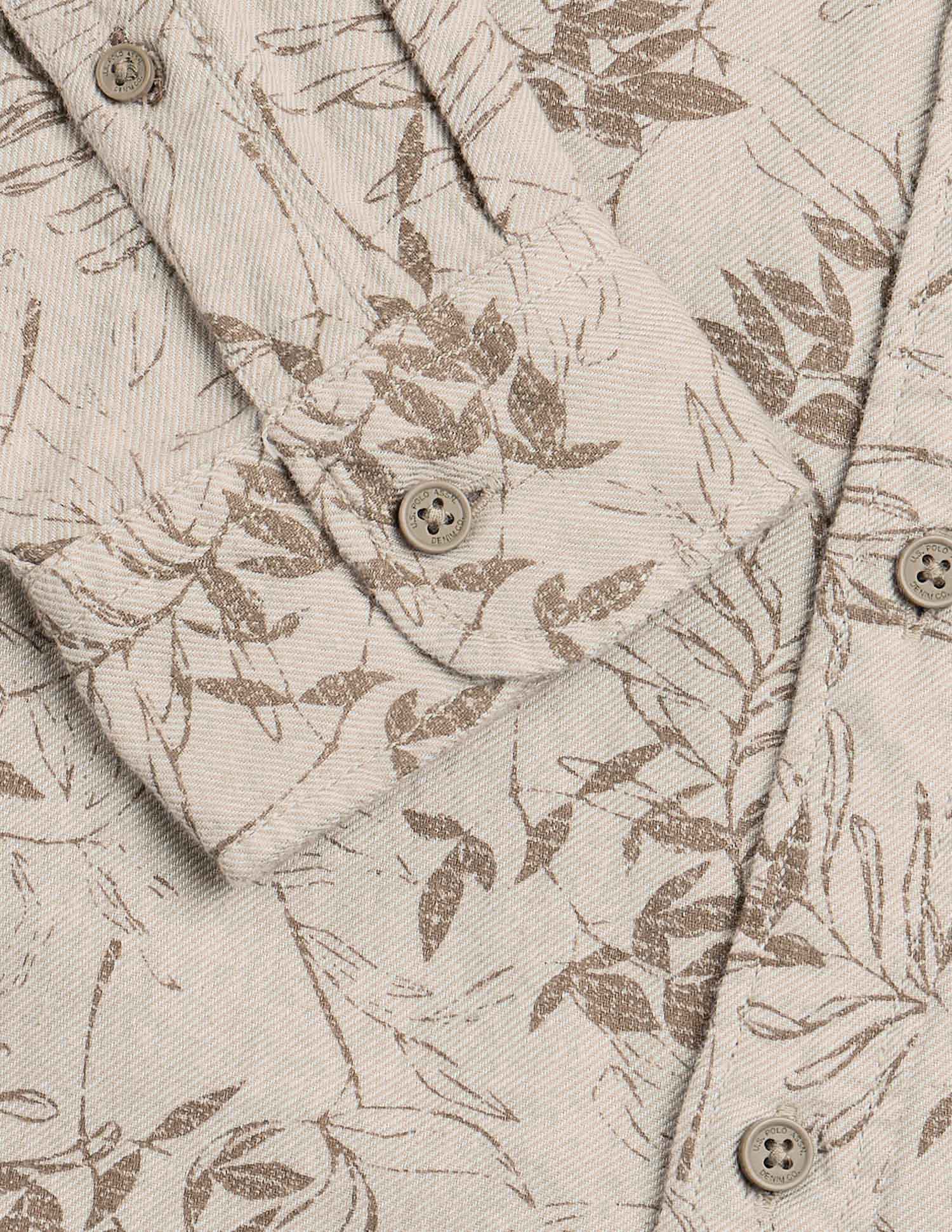 Tropical Printed Regular Fit Shirt Light Khaki - U.S. Polo Assn. India | Large