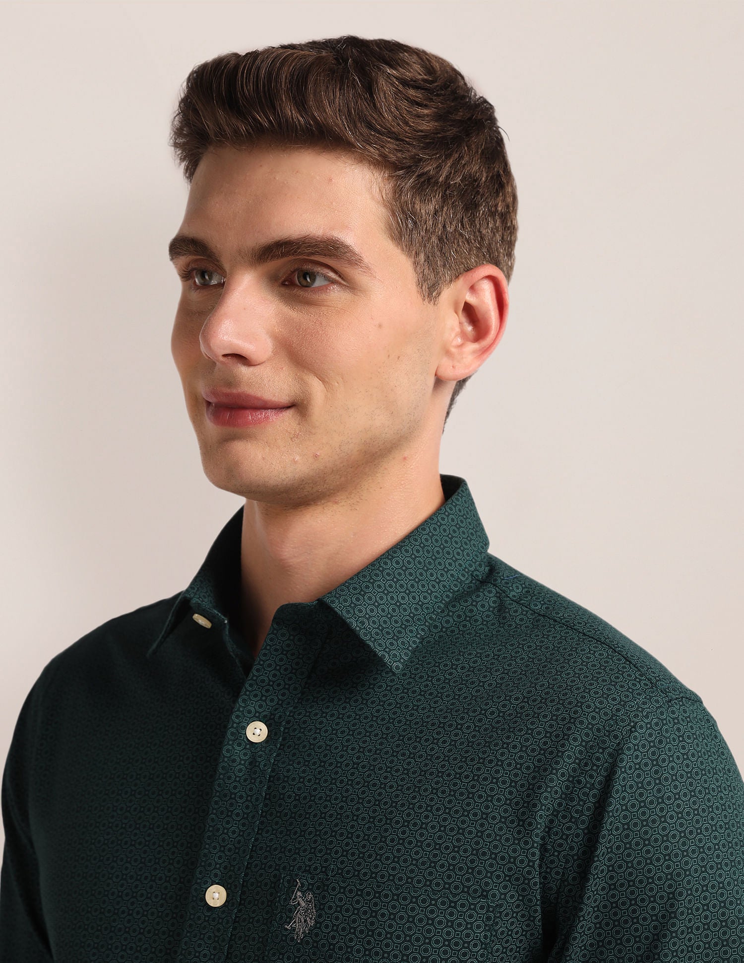 Regular Fit Dobby Shirt Green - U.S. Polo Assn. India | Large