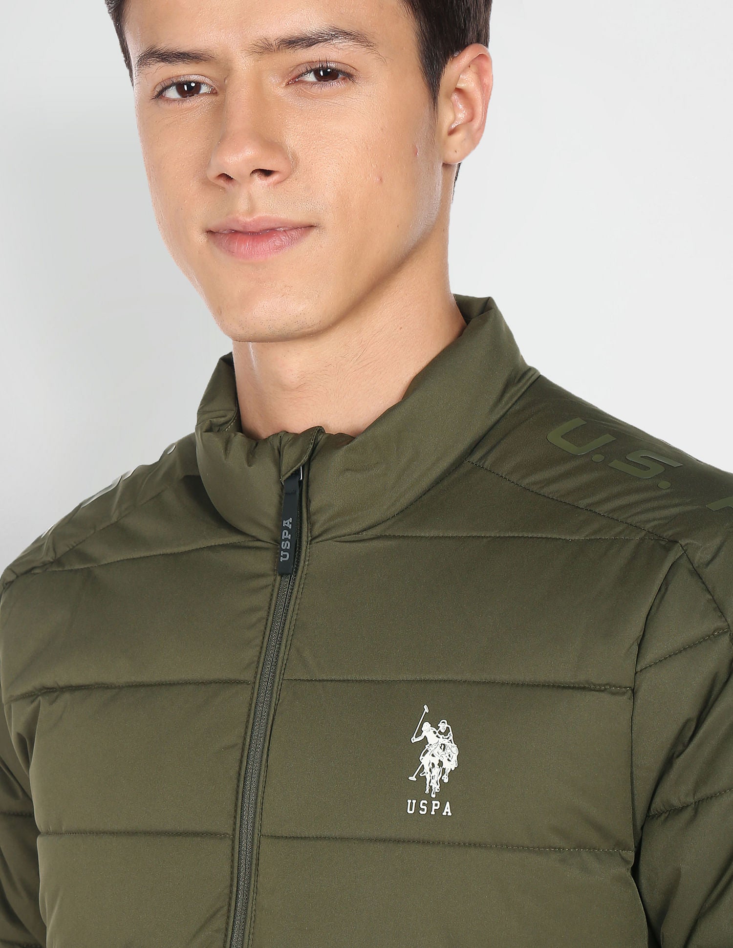 High Neck Solid Jacket Olive - U.S. Polo Assn. India | Large