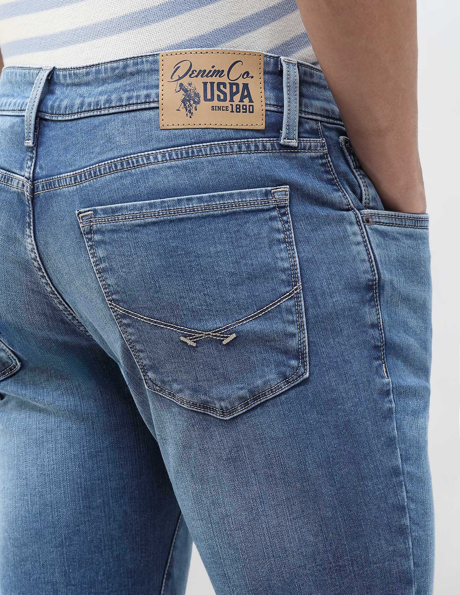 Brandon Slim Tapered Fit Blue Jeans Light Blue - U.S. Polo Assn. India | Large