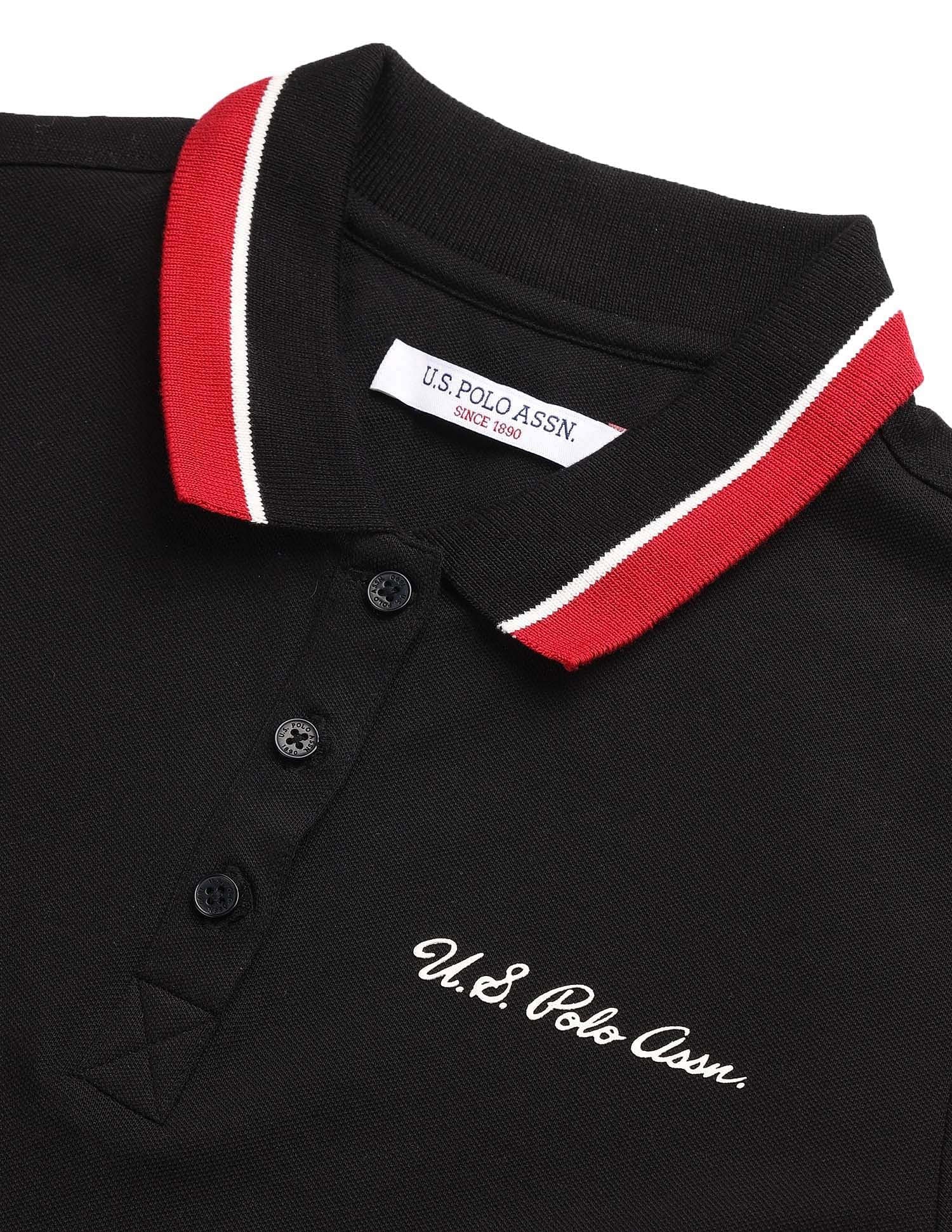 Regular Fit Solid Polo Shirt Black - U.S. POLO ASSN. | Large