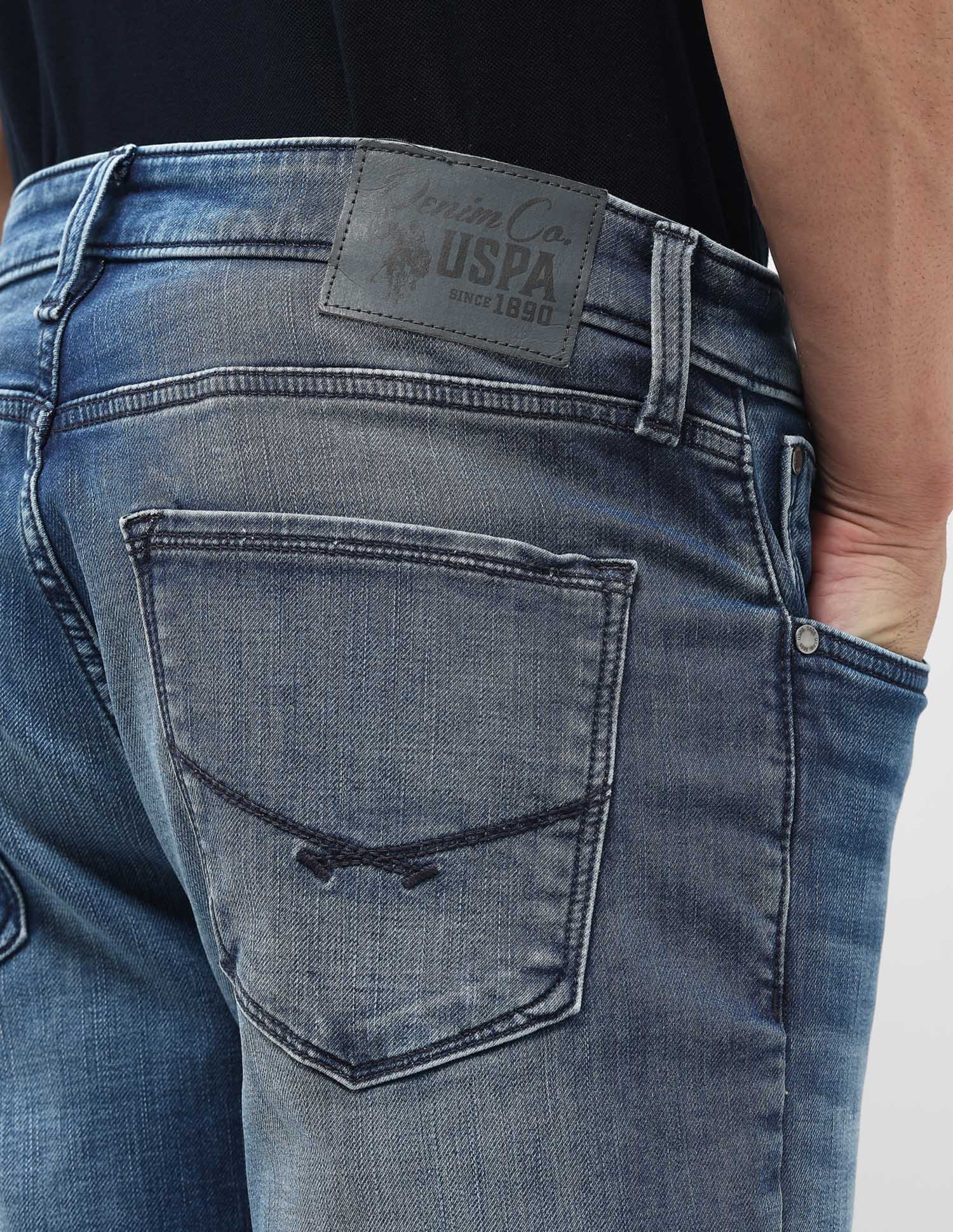 Harold Slim Straight Fit Blue Jeans Mid Wash - U.S. POLO ASSN. | Large