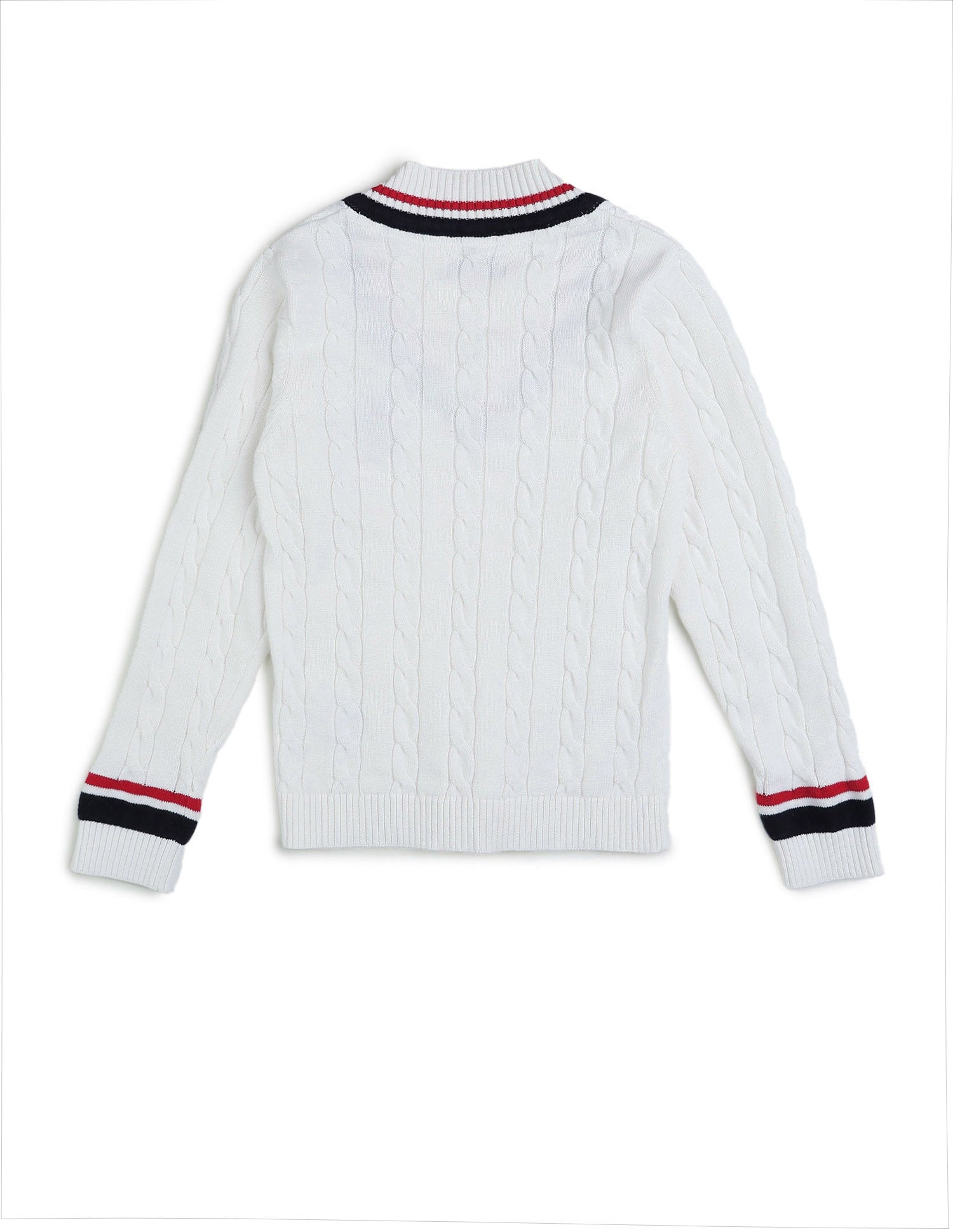 Boys Patterned Cable Knit Sweater White - U.S. POLO ASSN. | Large