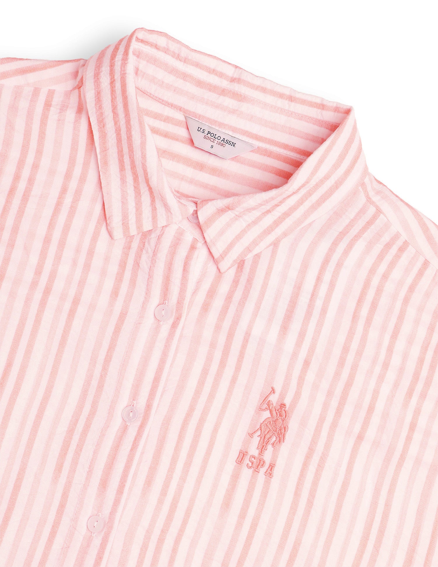 Vertical Striped Relaxed Fit Shirt Light Pink - U.S. Polo Assn. India | Large