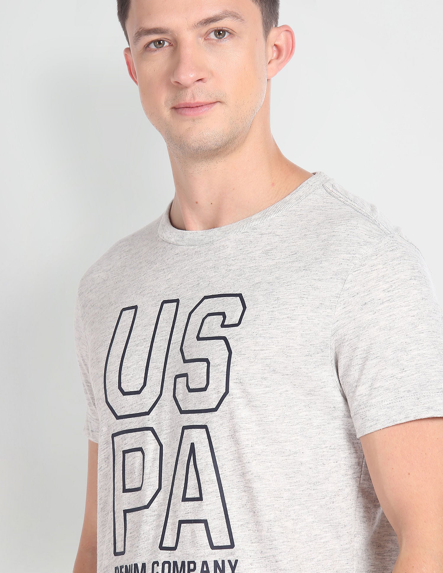 Brand Print Heathered T-Shirt Grey - U.S. POLO ASSN. | Large