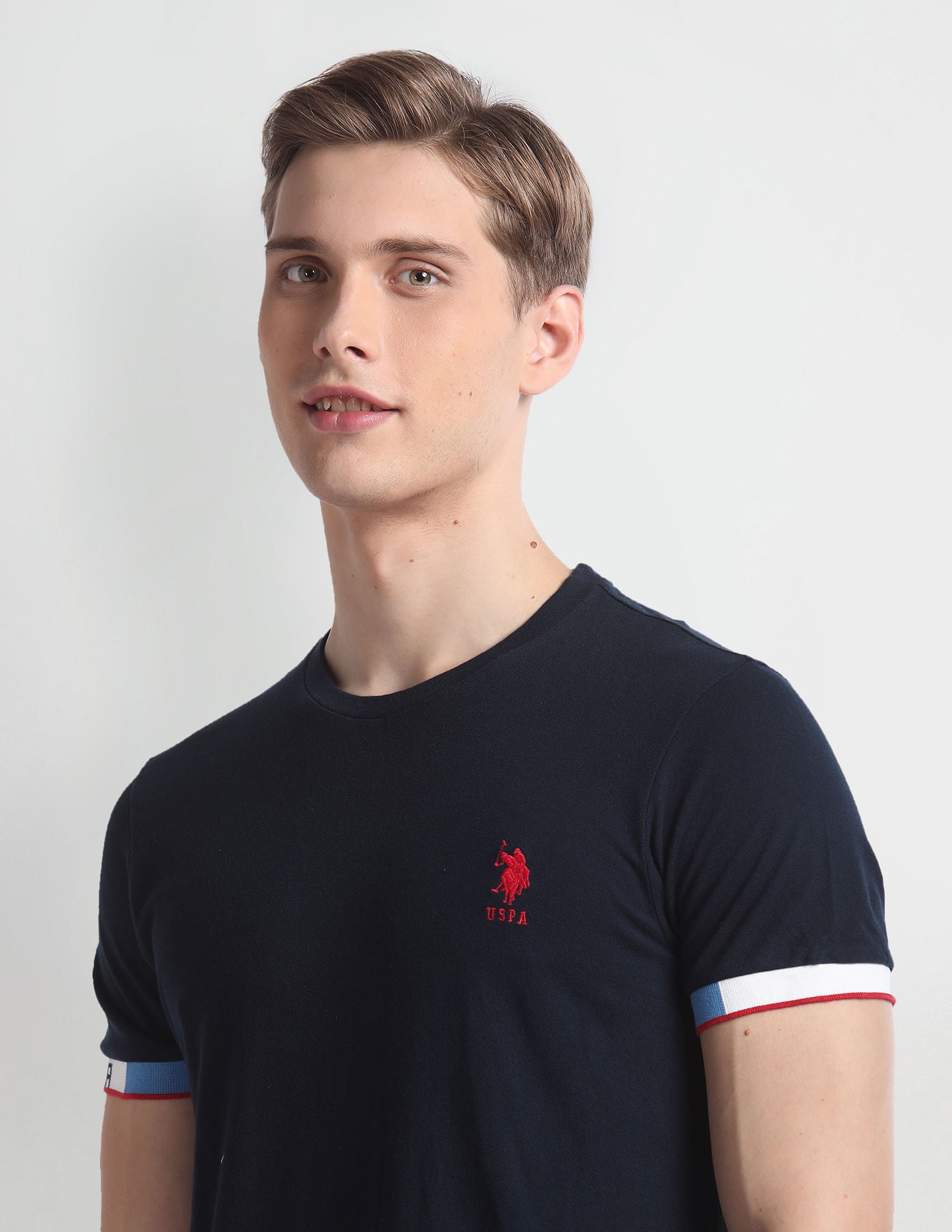 Crew Neck Brand Tape T-Shirt Navy - U.S. Polo Assn. India | Large