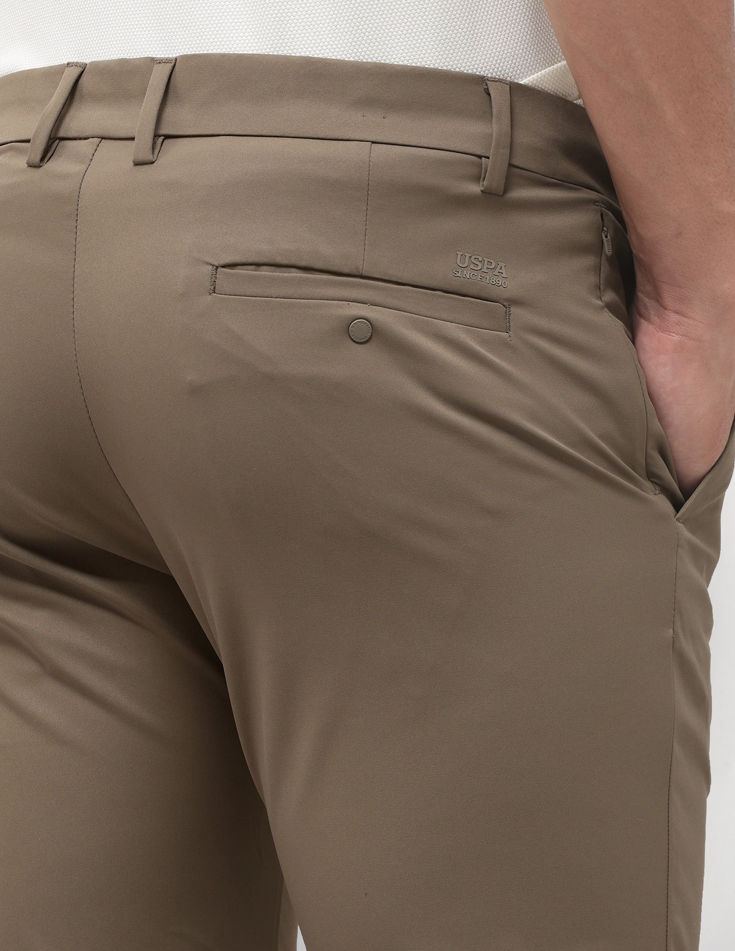 Denver Slim Fit Mid Rise Trousers Brown - U.S. Polo Assn. India | Large